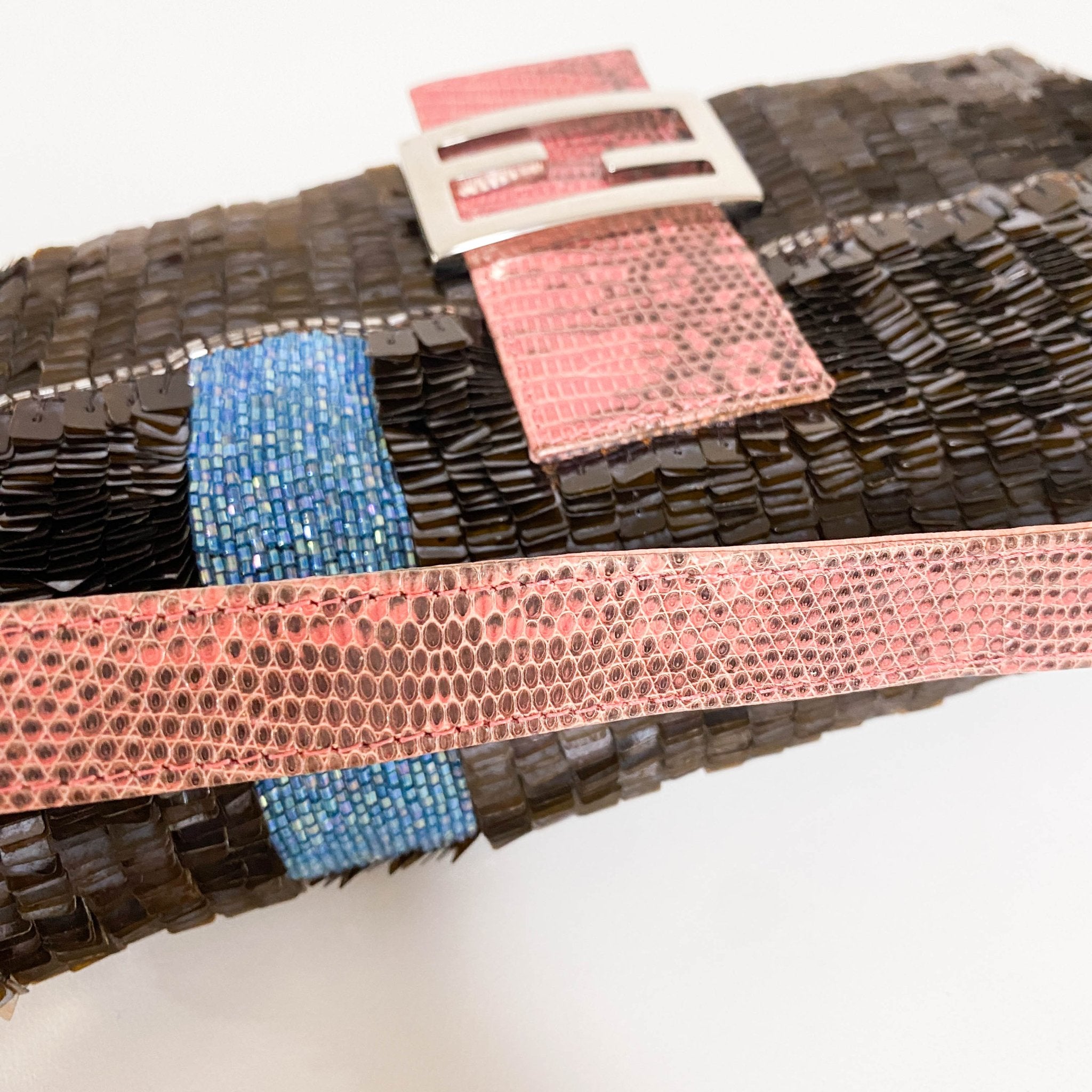 FENDI Rare Baguette Brown Pink Sequin / Beads Shoulder Bag, in , Sold by HIVE PRELOVED - Shoulder Bags, ,