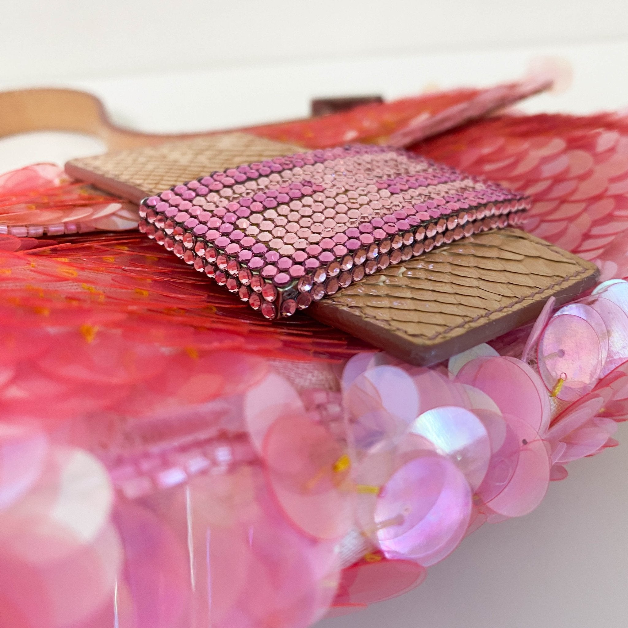 FENDI Rare Baguette Pink Sequin Rhinestone Hardware Shoulder Bag, in , Sold by HIVE PRELOVED - Shoulder Bags, ,