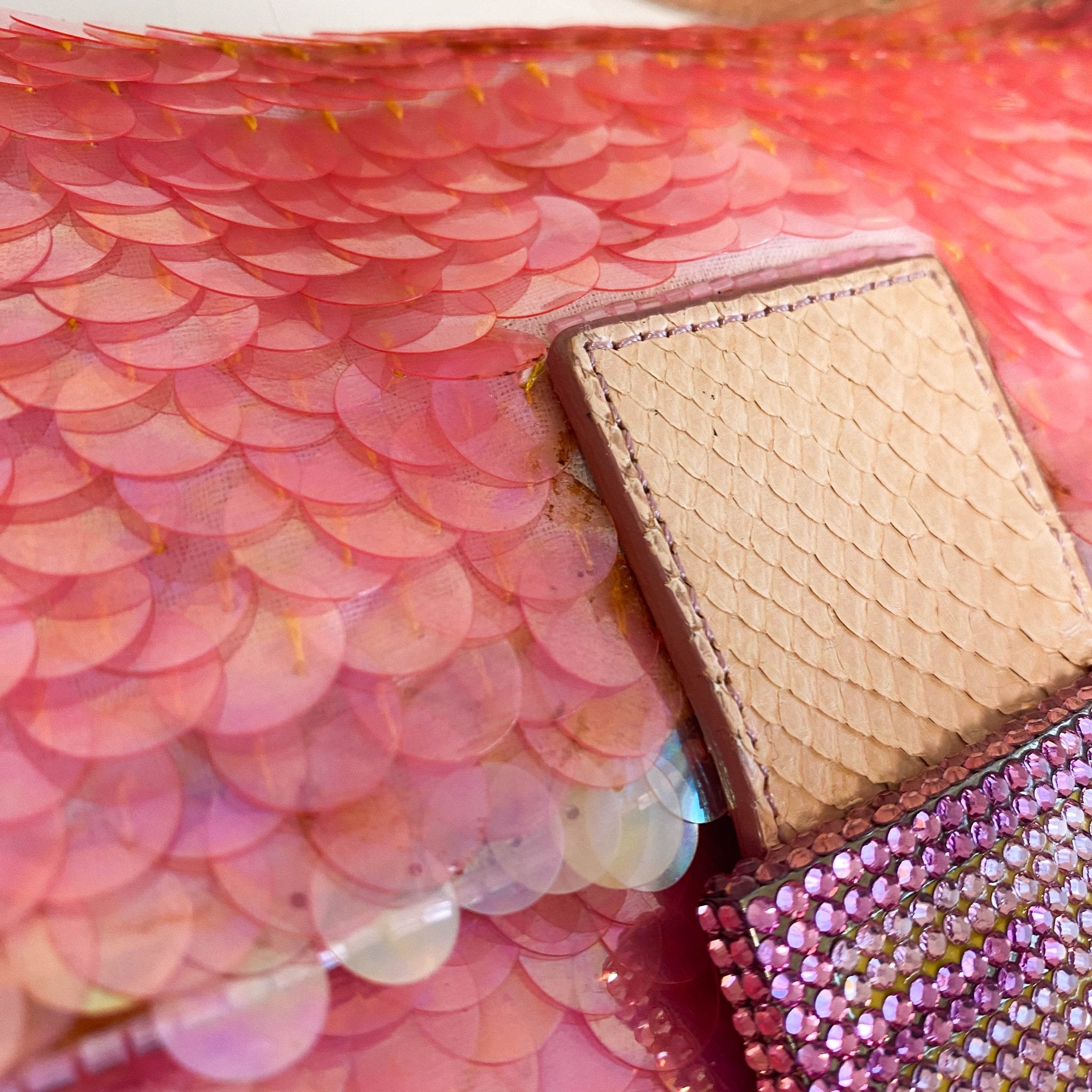 FENDI Rare Baguette Pink Sequin Rhinestone Hardware Shoulder Bag, in , Sold by HIVE PRELOVED - Shoulder Bags, ,