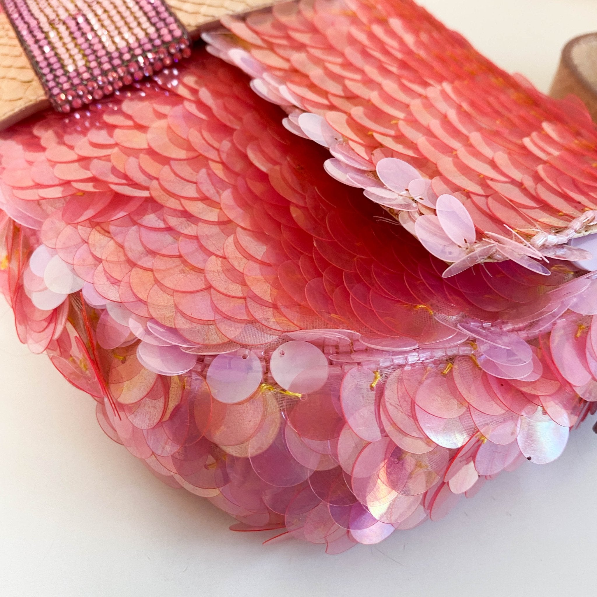 FENDI Rare Baguette Pink Sequin Rhinestone Hardware Shoulder Bag, in , Sold by HIVE PRELOVED - Shoulder Bags, ,