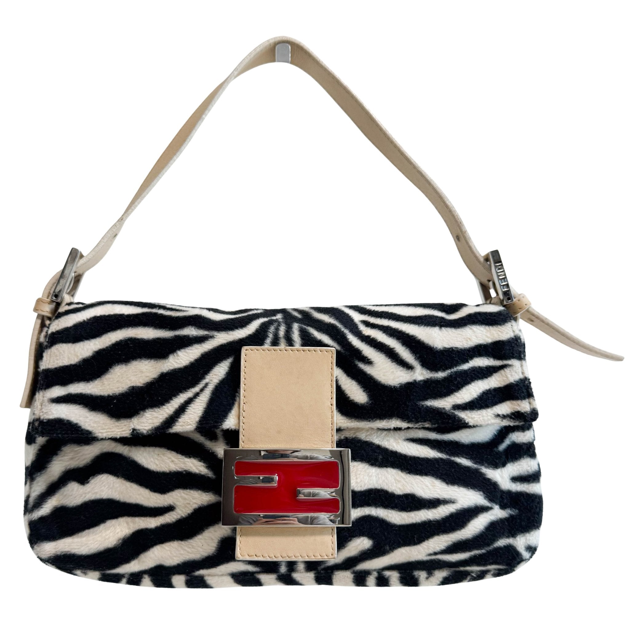 FENDI Rare Baguette Zebra Design Cotton Fabric Shoulder Bag, in , Sold by HIVE PRELOVED - Shoulder Bags, ,