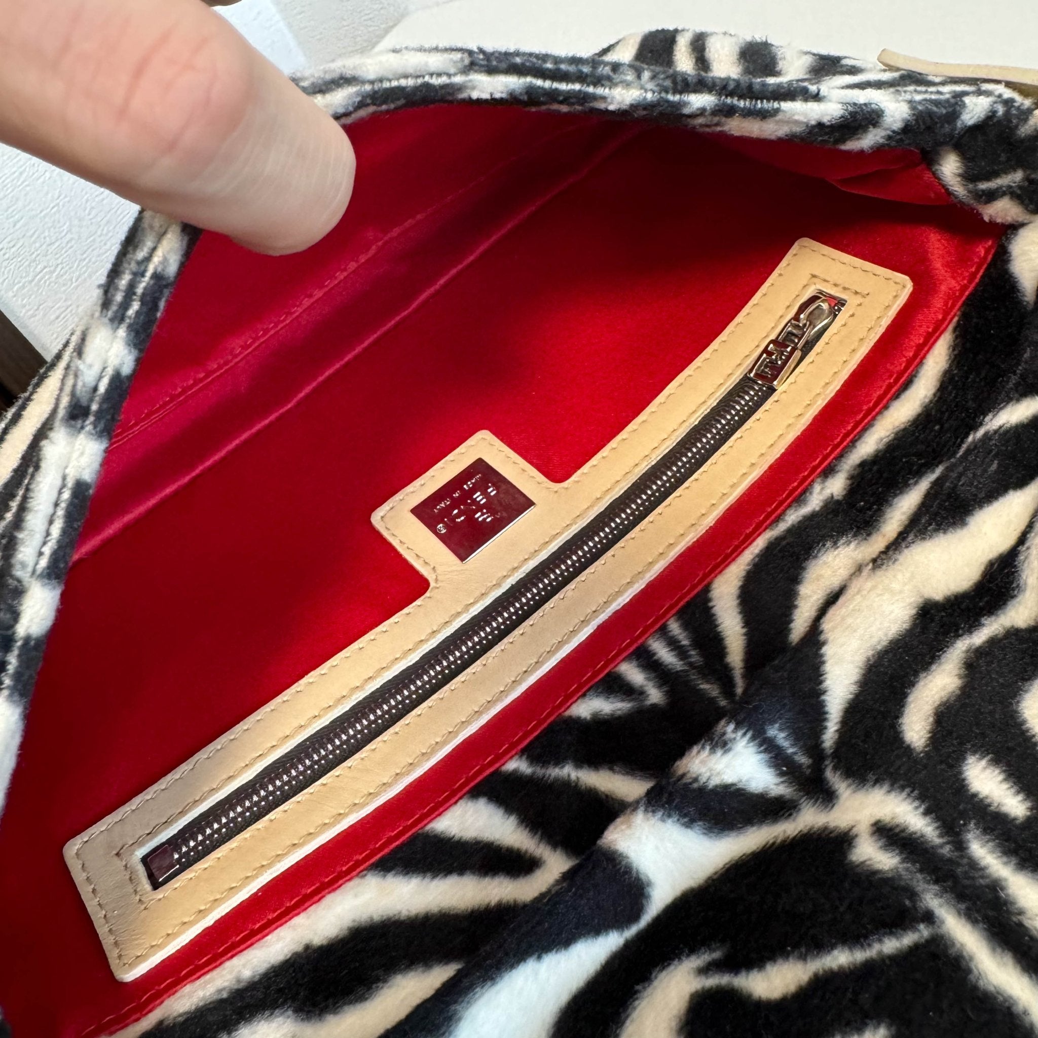 FENDI Rare Baguette Zebra Design Cotton Fabric Shoulder Bag, in , Sold by HIVE PRELOVED - Shoulder Bags, ,