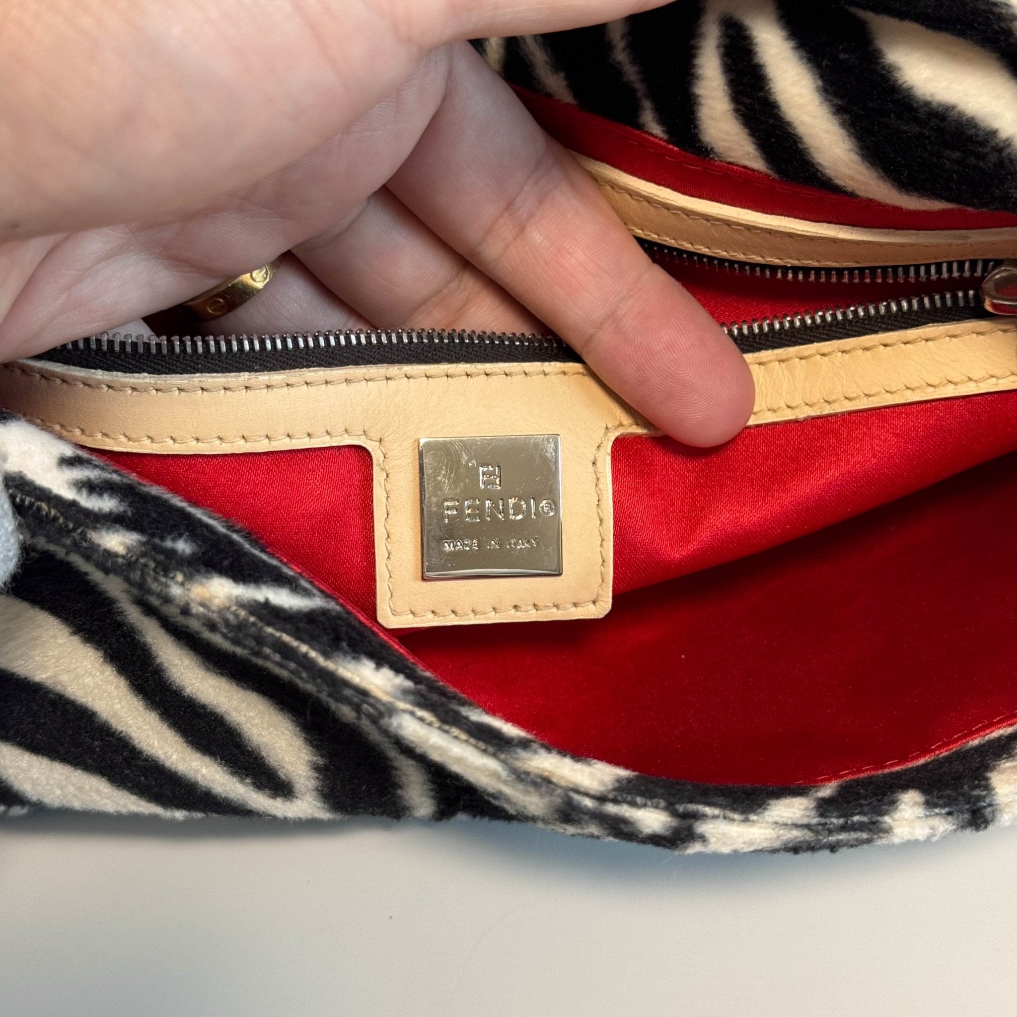 FENDI Rare Baguette Zebra Design Cotton Fabric Shoulder Bag, in , Sold by HIVE PRELOVED - Shoulder Bags, ,