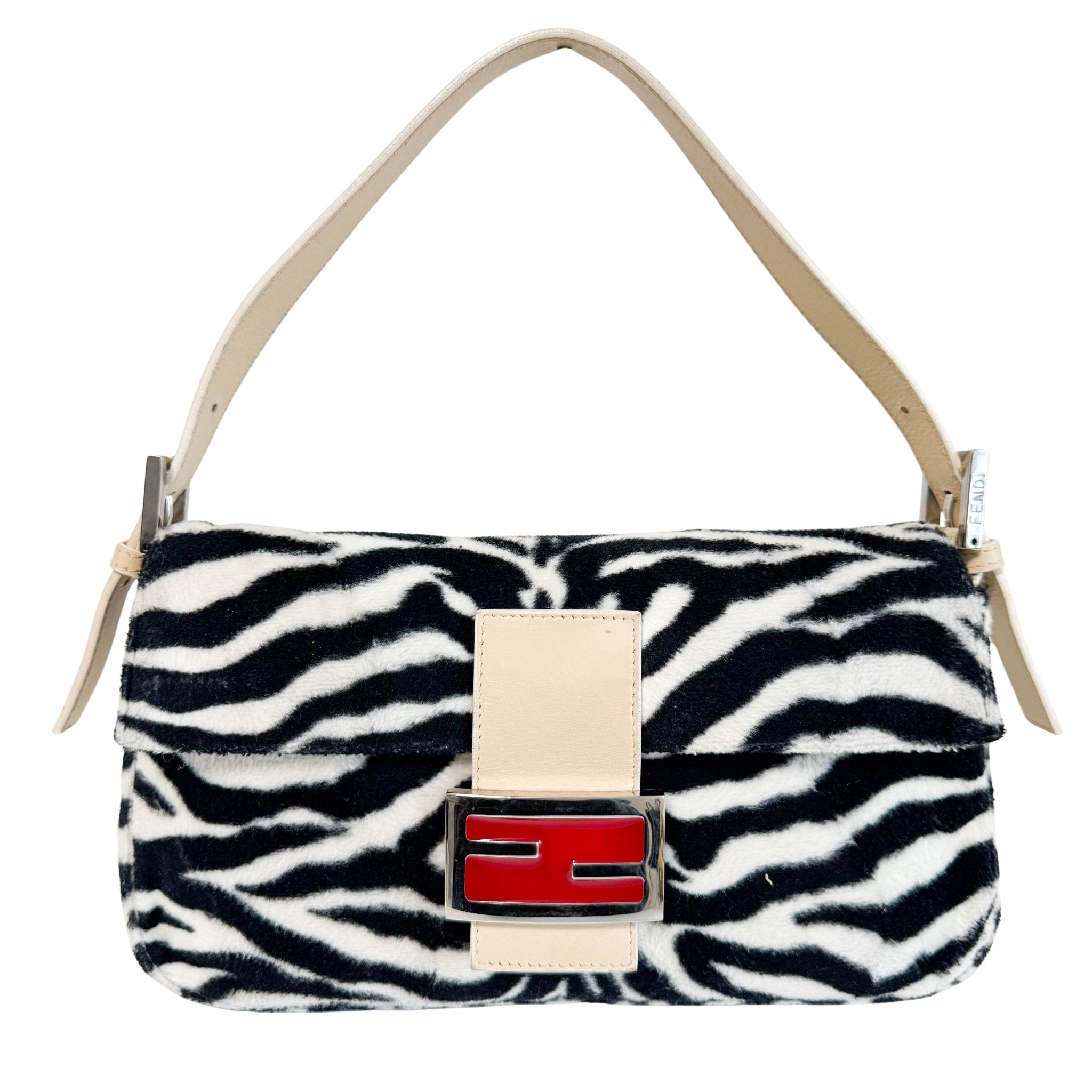 FENDI Rare Baguette Zebra Design Cotton Fabric Shoulder Bag, in , Sold by HIVE PRELOVED - Shoulder Bags, ,