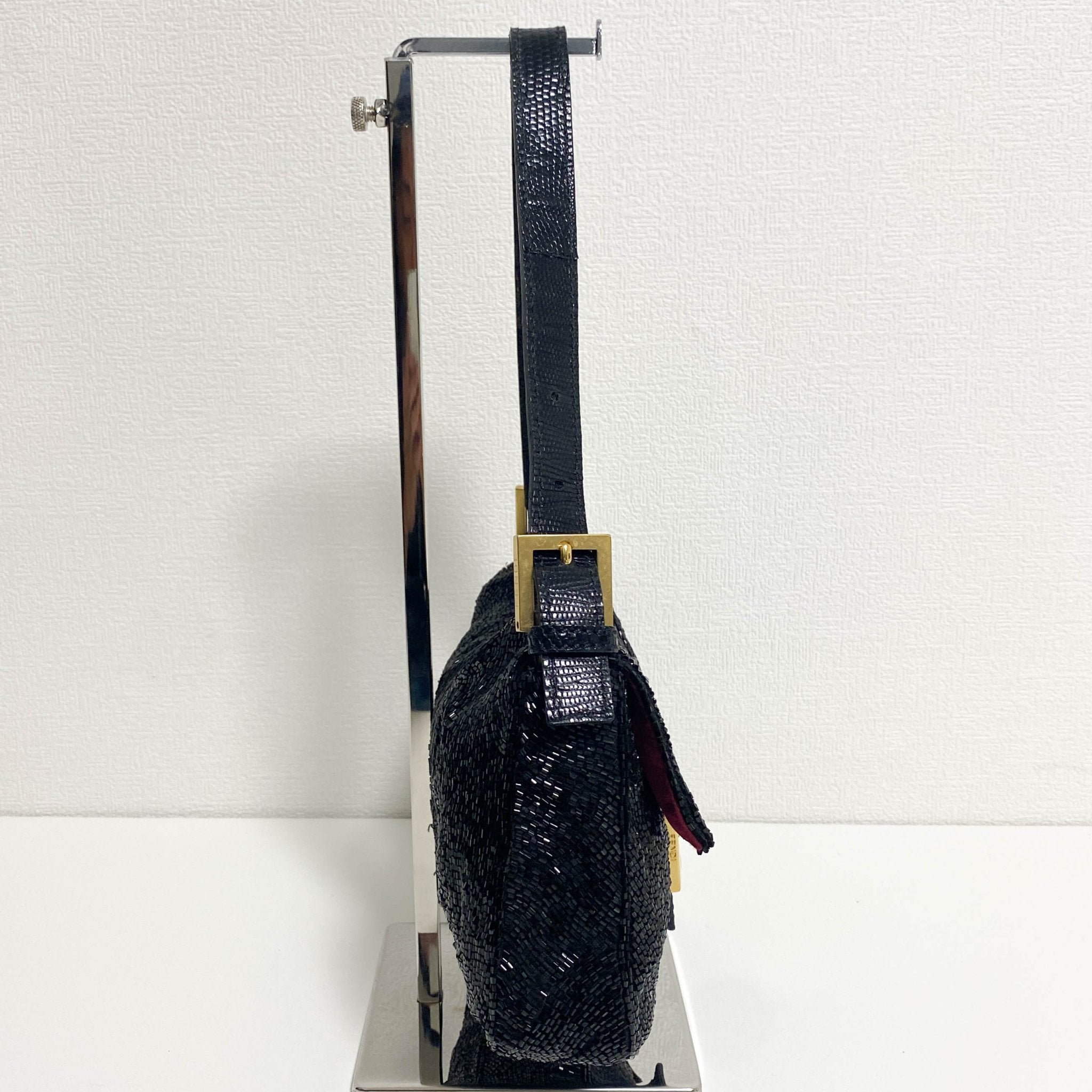 FENDI Rare Black Beaded Baguette with Gold Hardware, in , Sold by HIVE PRELOVED - Shoulder Bags, ,