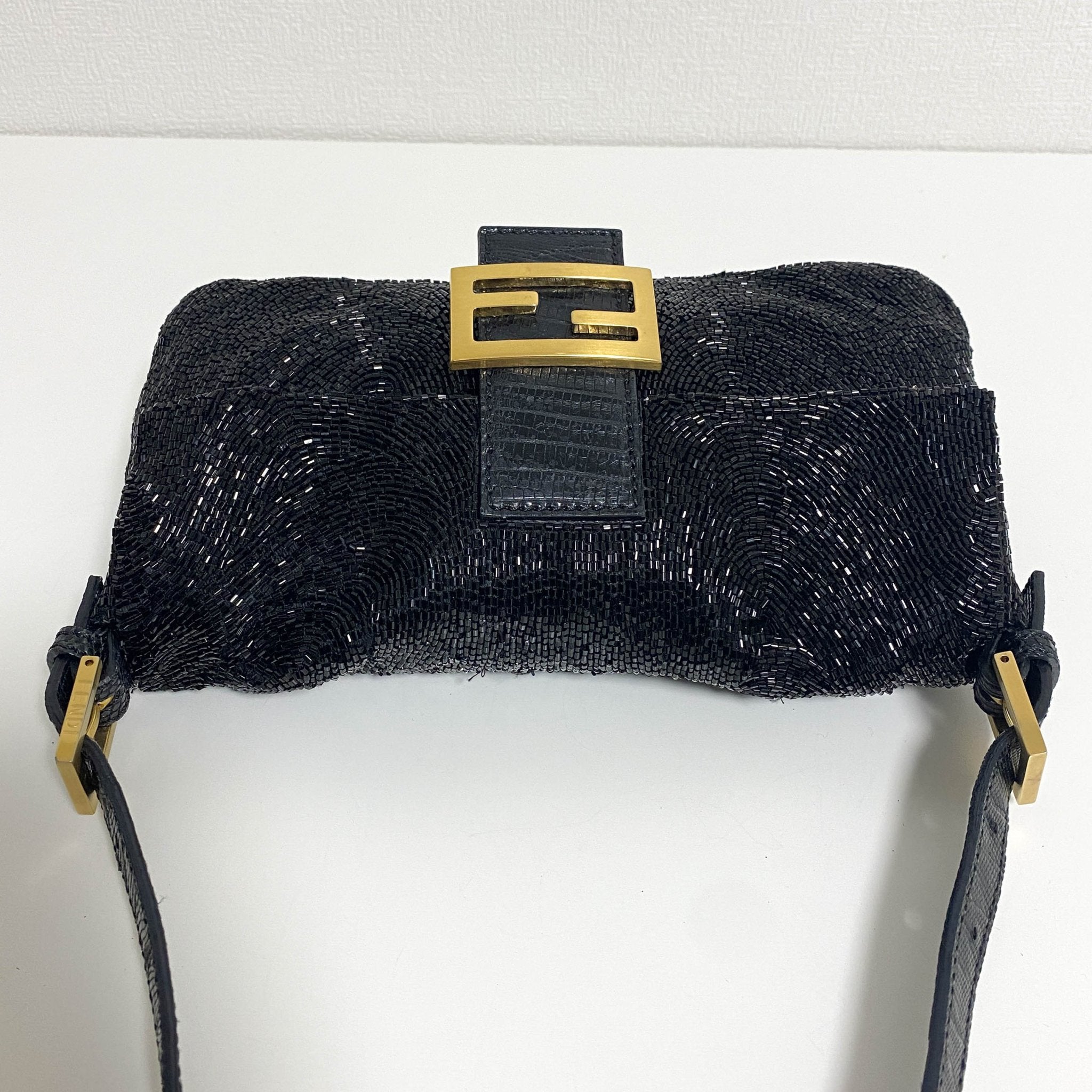 FENDI Rare Black Beaded Baguette with Gold Hardware, in , Sold by HIVE PRELOVED - Shoulder Bags, ,