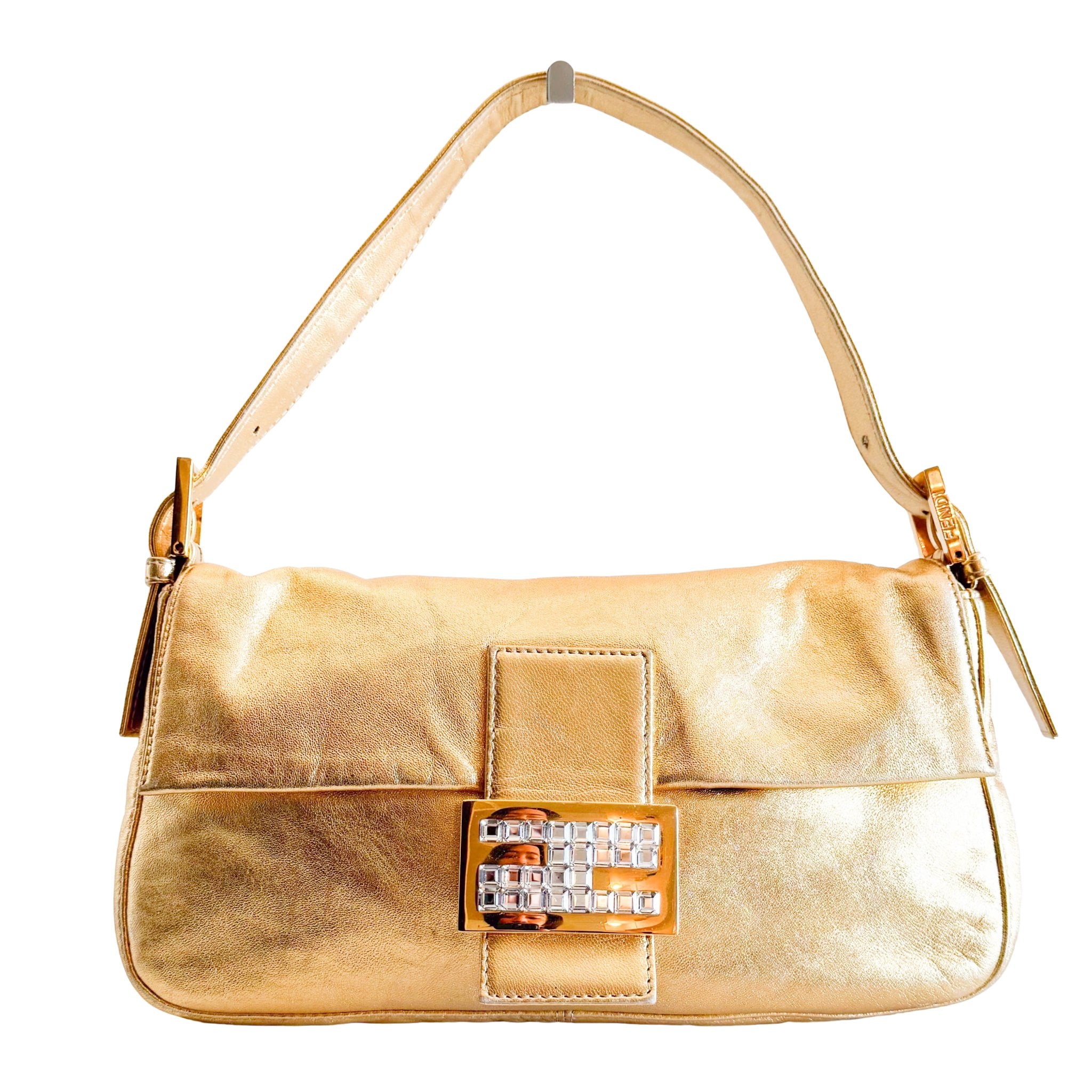 FENDI Rare Gold Leather Baguette Shoulder Bag, in , Sold by HIVE PRELOVED - Shoulder Bags, ,