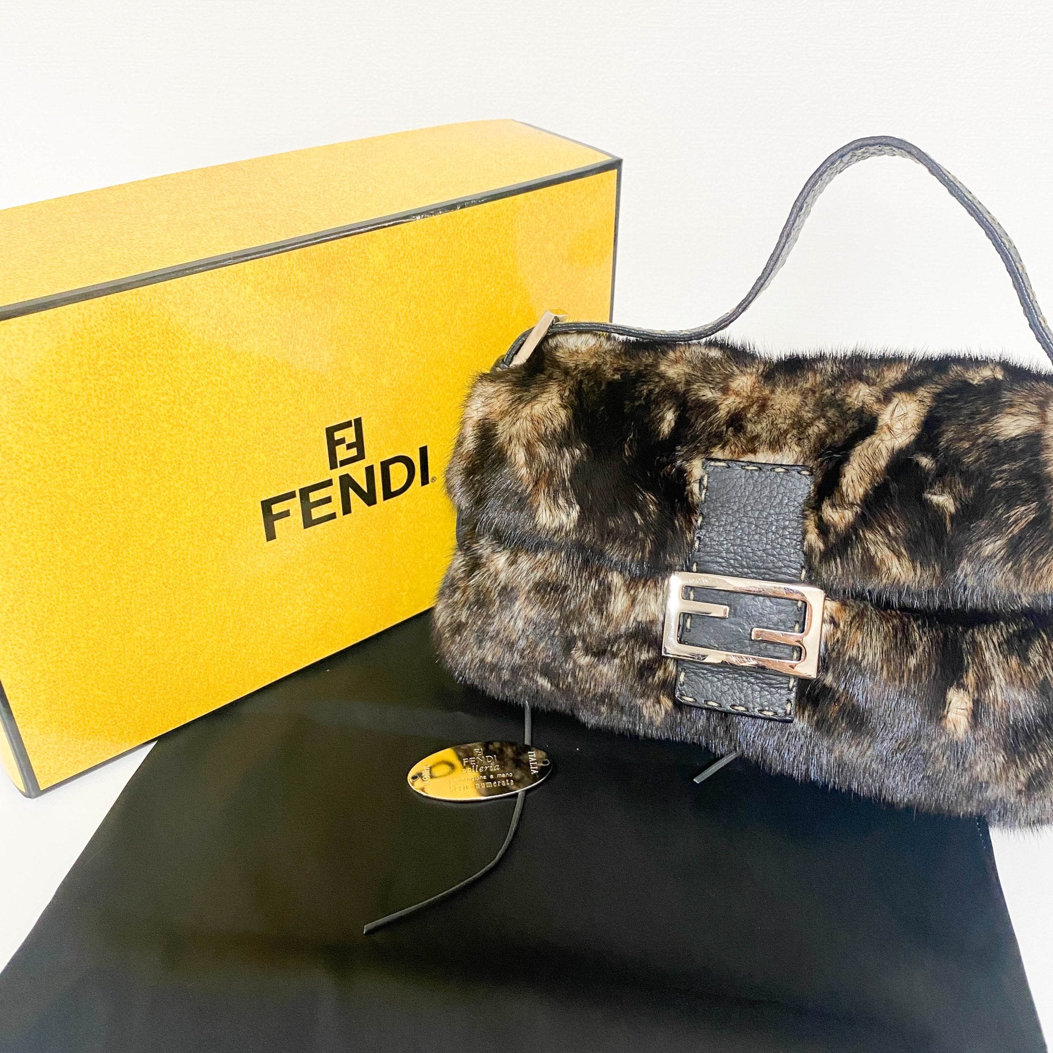 FENDI Selleria Baguette Black Fur Shoulder Bag, in , Sold by HIVE PRELOVED - Shoulder Bags, ,