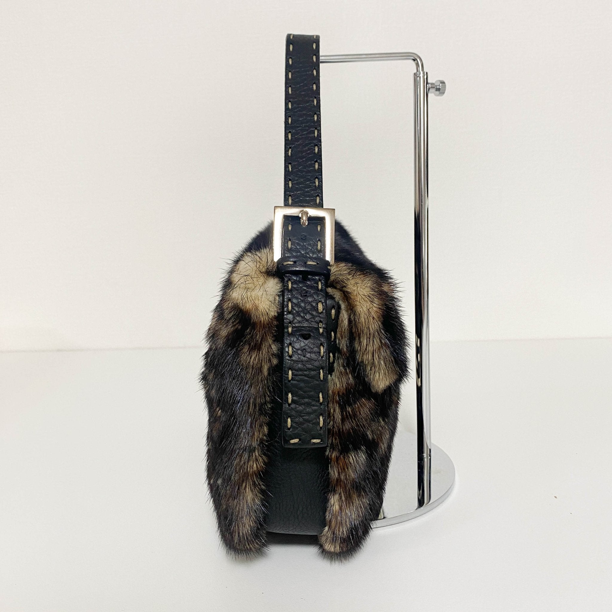 FENDI Selleria Baguette Black Fur Shoulder Bag, in , Sold by HIVE PRELOVED - Shoulder Bags, ,
