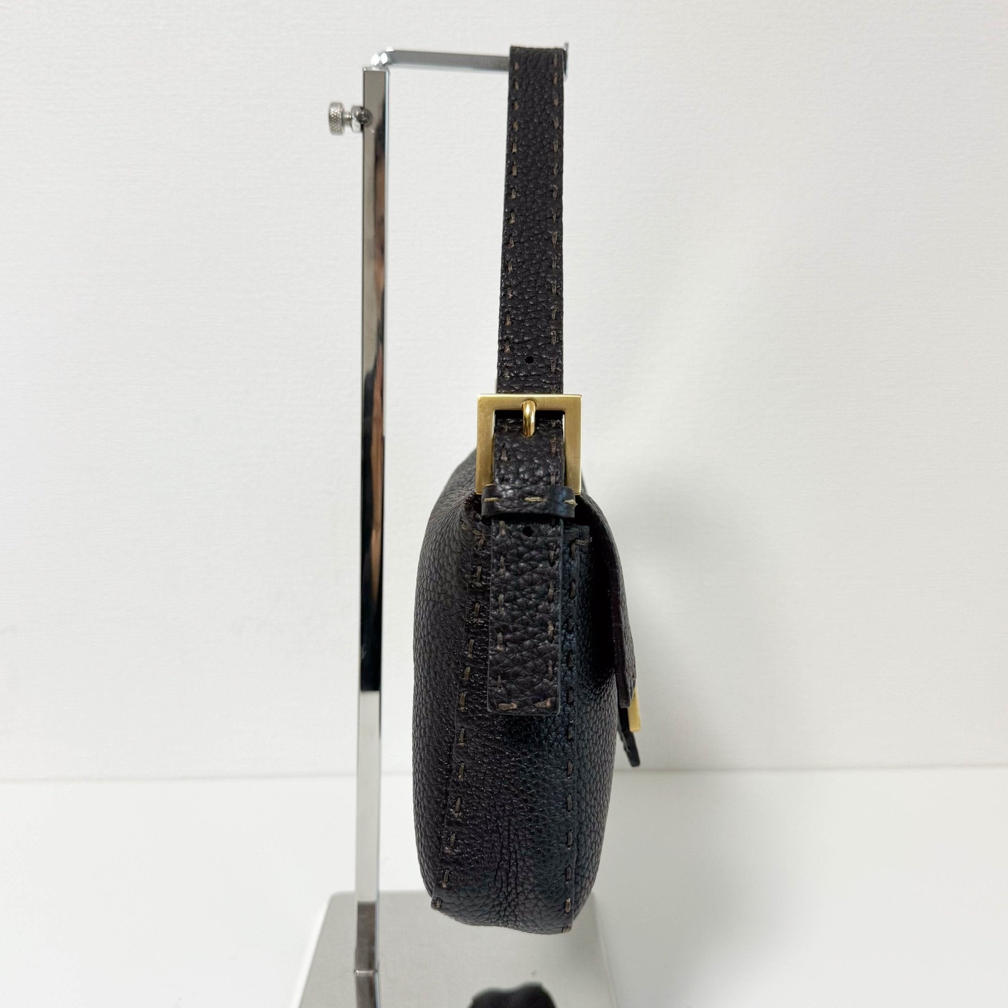 FENDI Selleria Baguette Brown Grain Calfskin Gold Hardware Shoulder Bag, in , Sold by HIVE PRELOVED - Shoulder Bags, ,