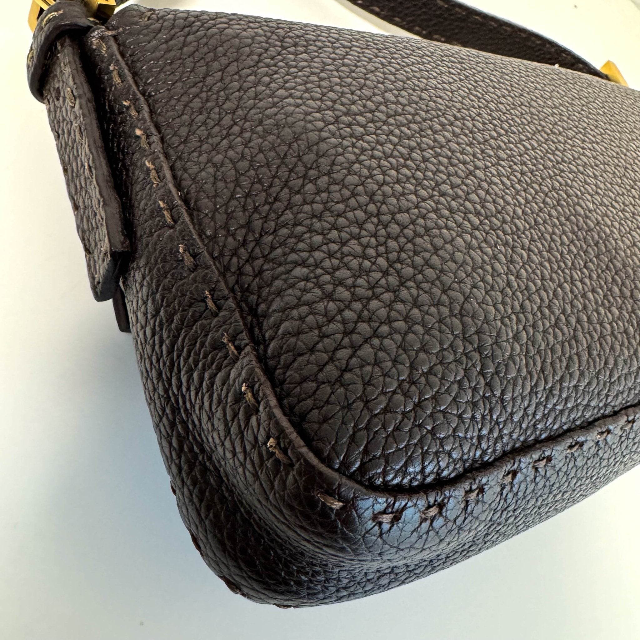 FENDI Selleria Baguette Brown Grain Calfskin Gold Hardware Shoulder Bag, in , Sold by HIVE PRELOVED - Shoulder Bags, ,