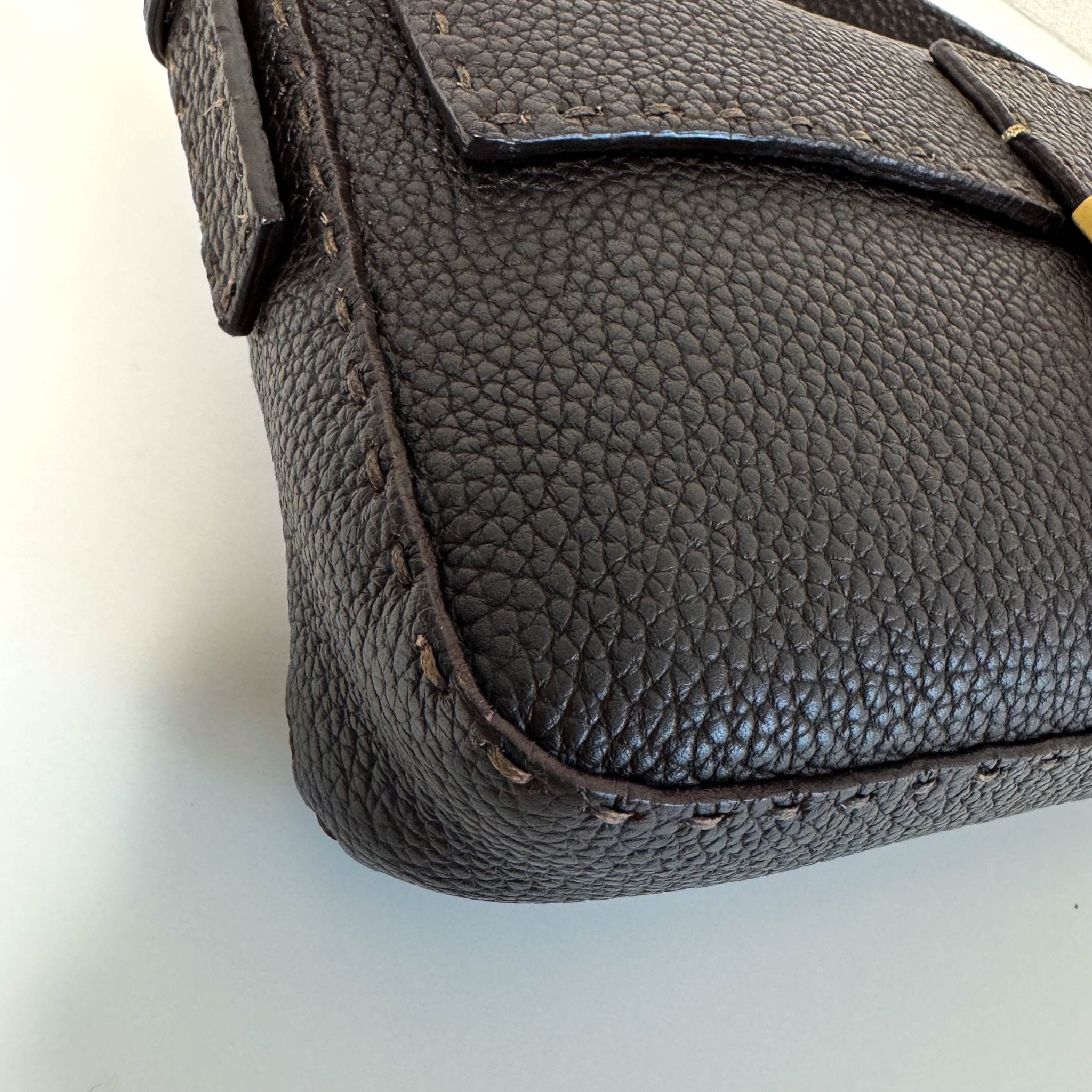 FENDI Selleria Baguette Brown Grain Calfskin Gold Hardware Shoulder Bag, in , Sold by HIVE PRELOVED - Shoulder Bags, ,