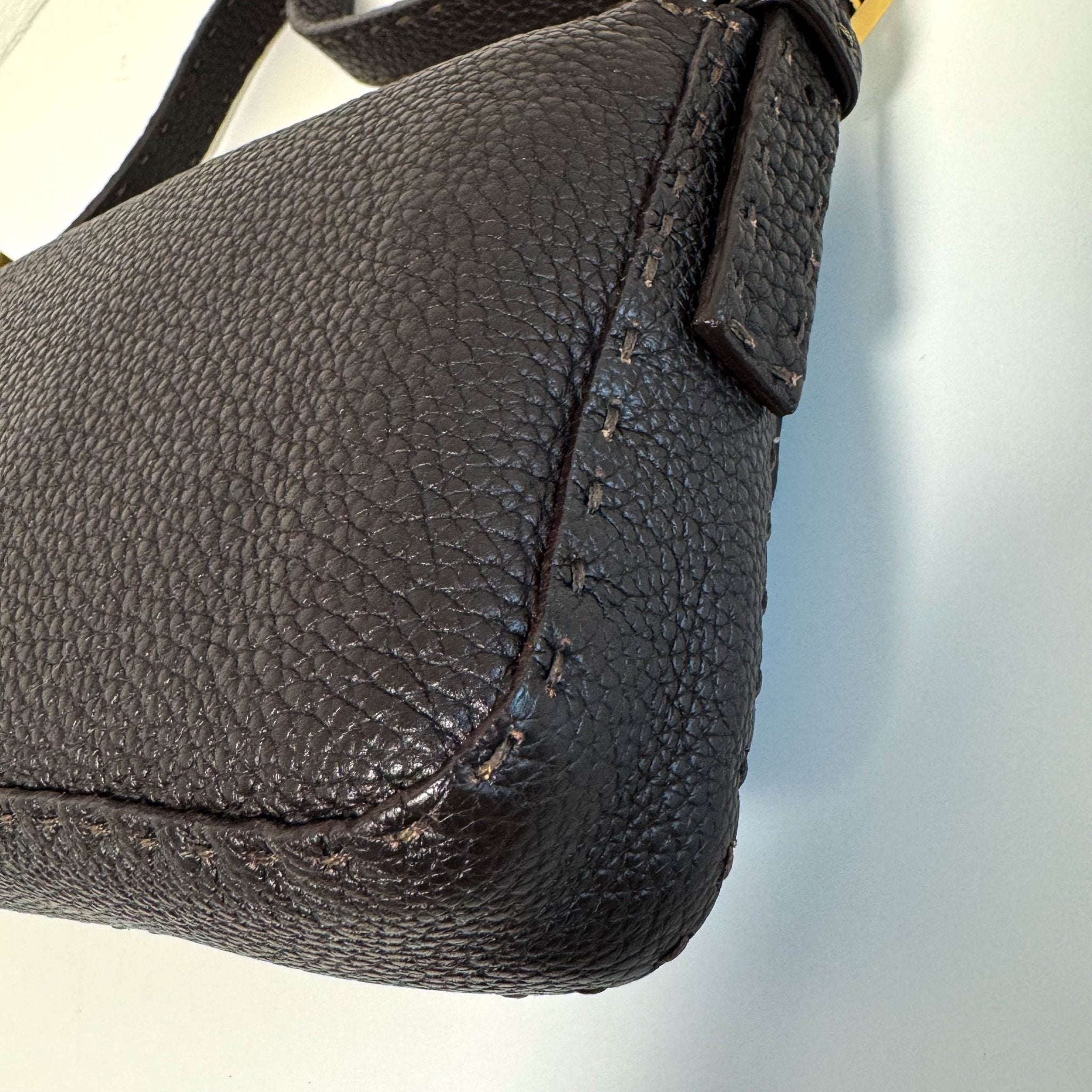 FENDI Selleria Baguette Brown Grain Calfskin Gold Hardware Shoulder Bag, in , Sold by HIVE PRELOVED - Shoulder Bags, ,