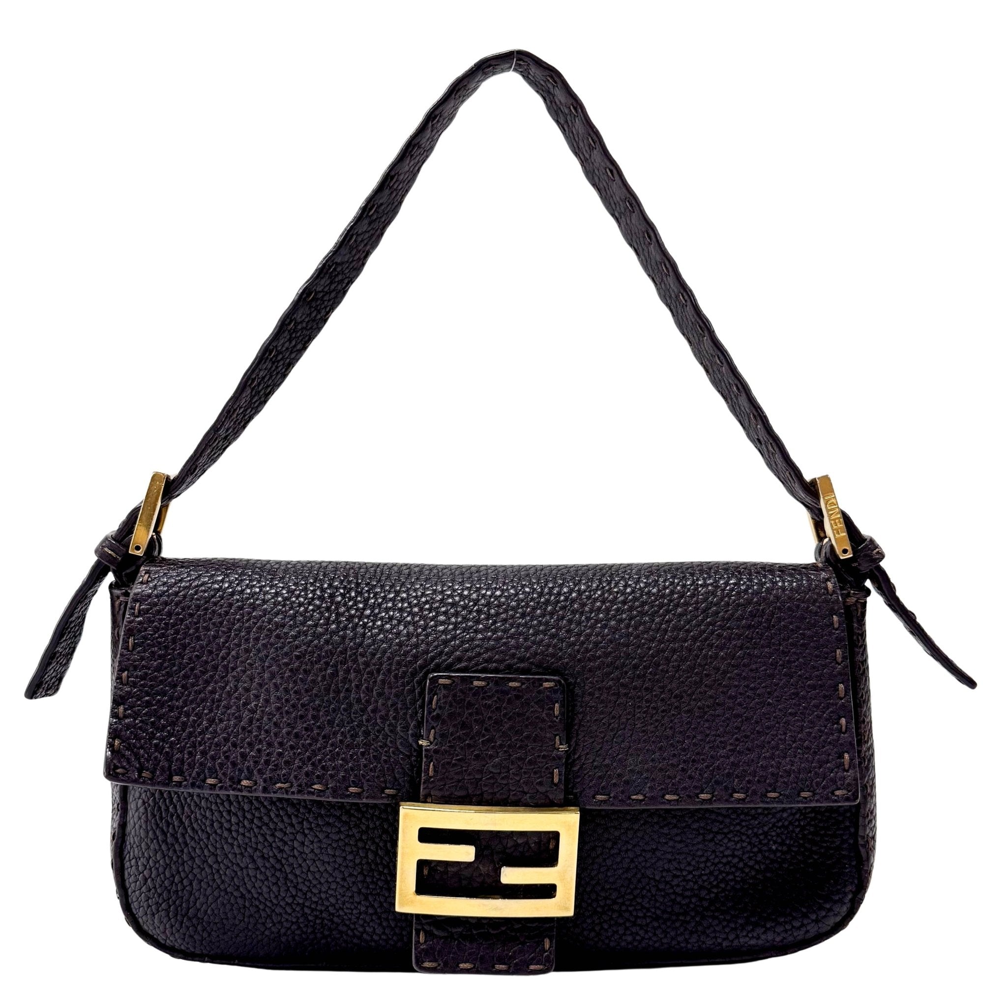 FENDI Selleria Baguette Chocolate Brown Leather Shoulder Bag, in , Sold by HIVE PRELOVED - Shoulder Bags, ,