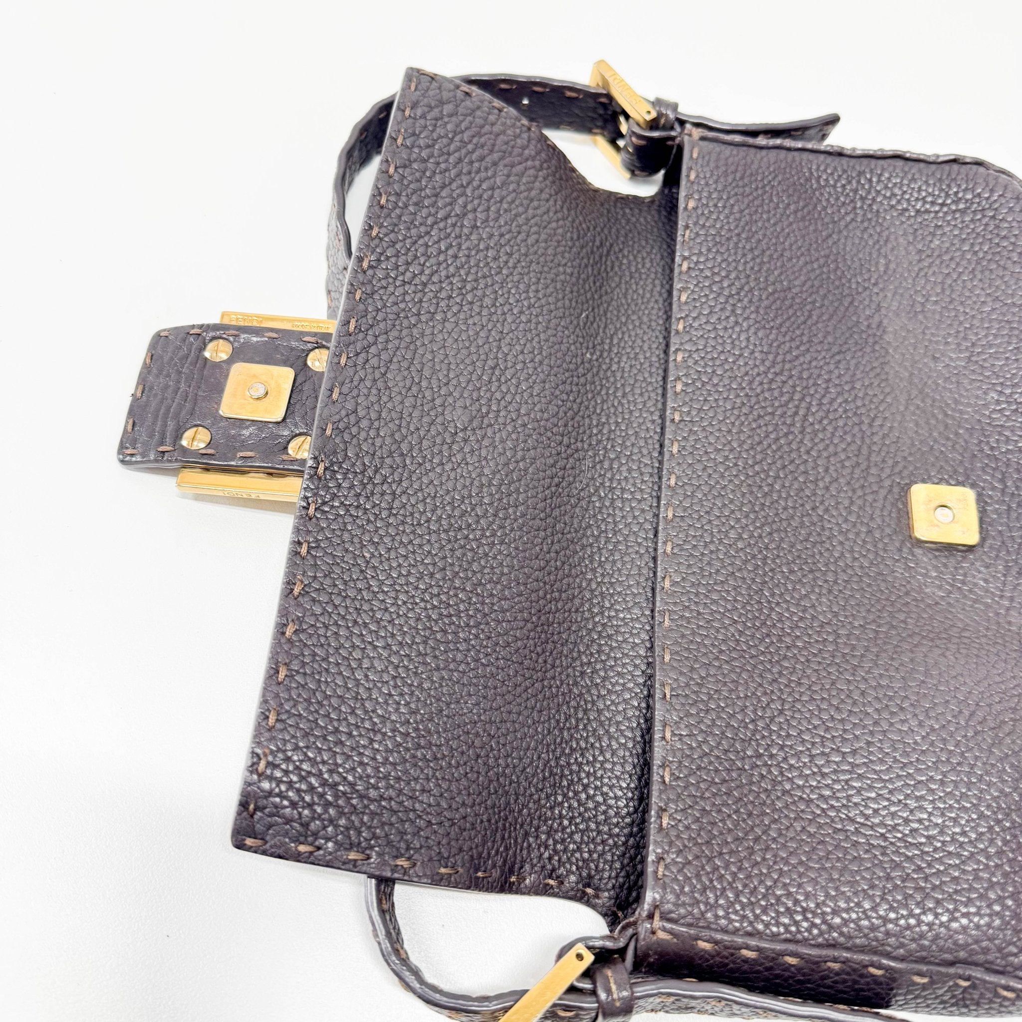 FENDI Selleria Baguette Chocolate Brown Leather Shoulder Bag, in , Sold by HIVE PRELOVED - Shoulder Bags, ,