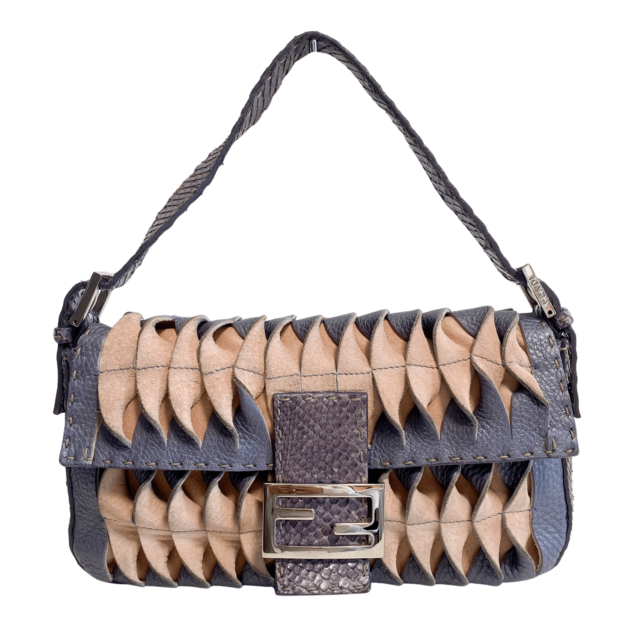 FENDI Selleria Baguette Purple Leather Cutout Shoulder Bag, in , Sold by HIVE PRELOVED - Shoulder Bags, ,