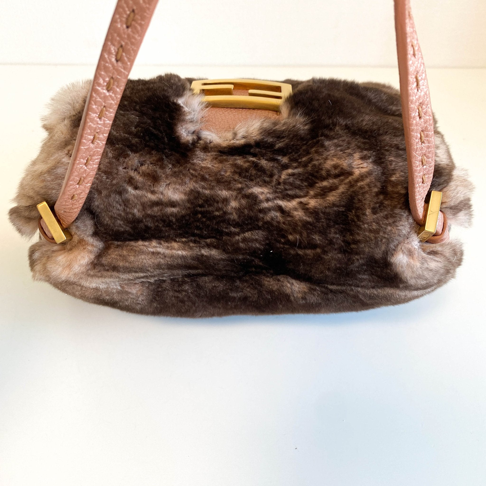 FENDI Selleria Mini Mamma Baguette Fur Pink / Brown Shoulder Bag, in , Sold by HIVE PRELOVED - Shoulder Bags, ,