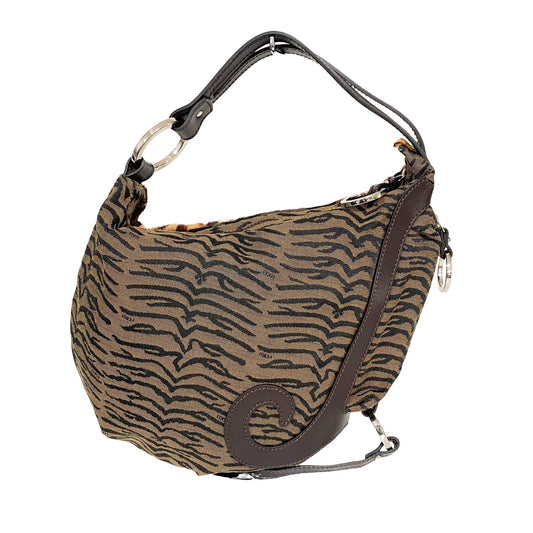 FENDI Tobacco Borsa Biga Media Hobo Bag in Leopard Print Calf Hair, in , Sold by HIVE PRELOVED - Shoulder Bags, ,
