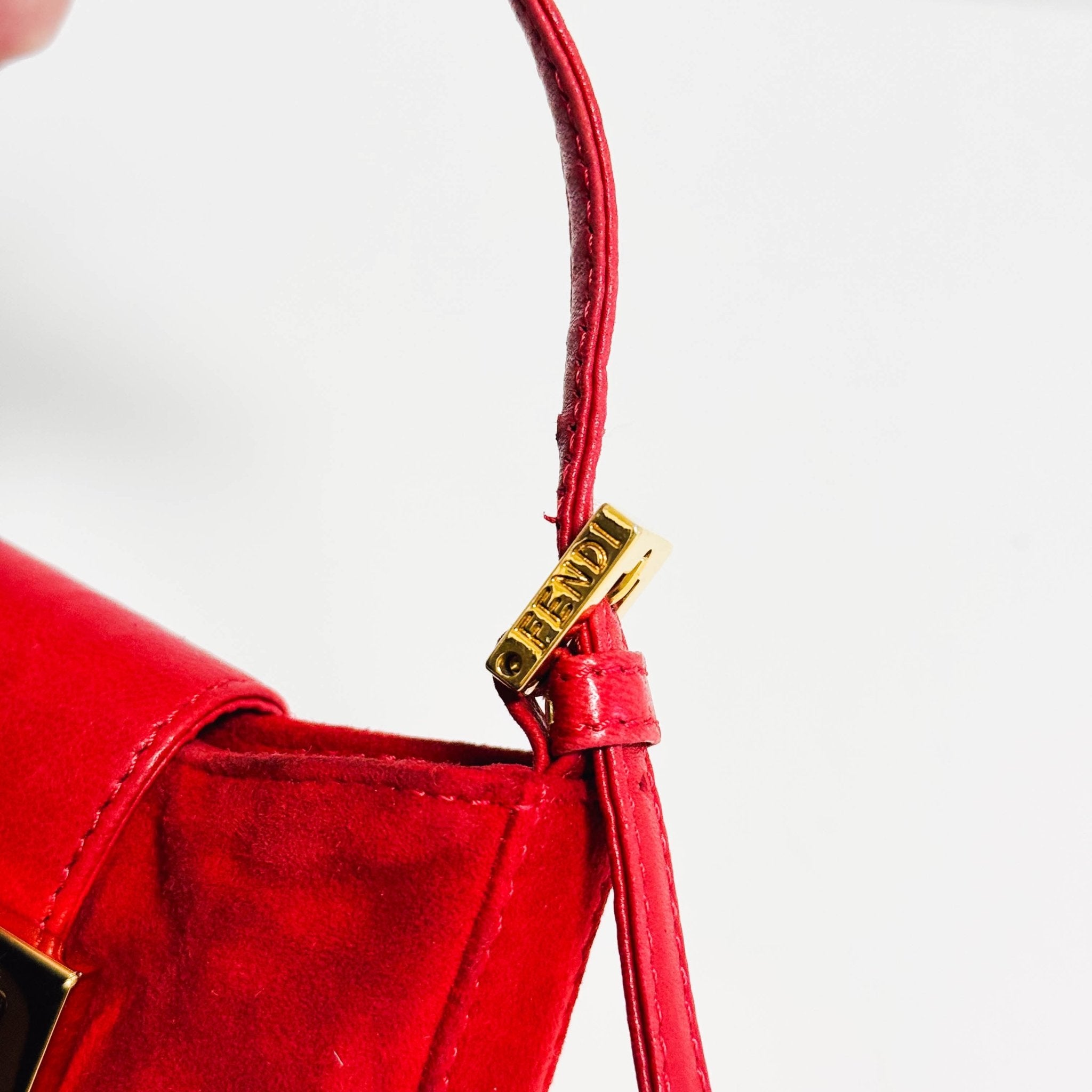 FENDI Vintage Croissant Red Suede Shoulder Bag, in , Sold by HIVE PRELOVED - Shoulder Bags, ,