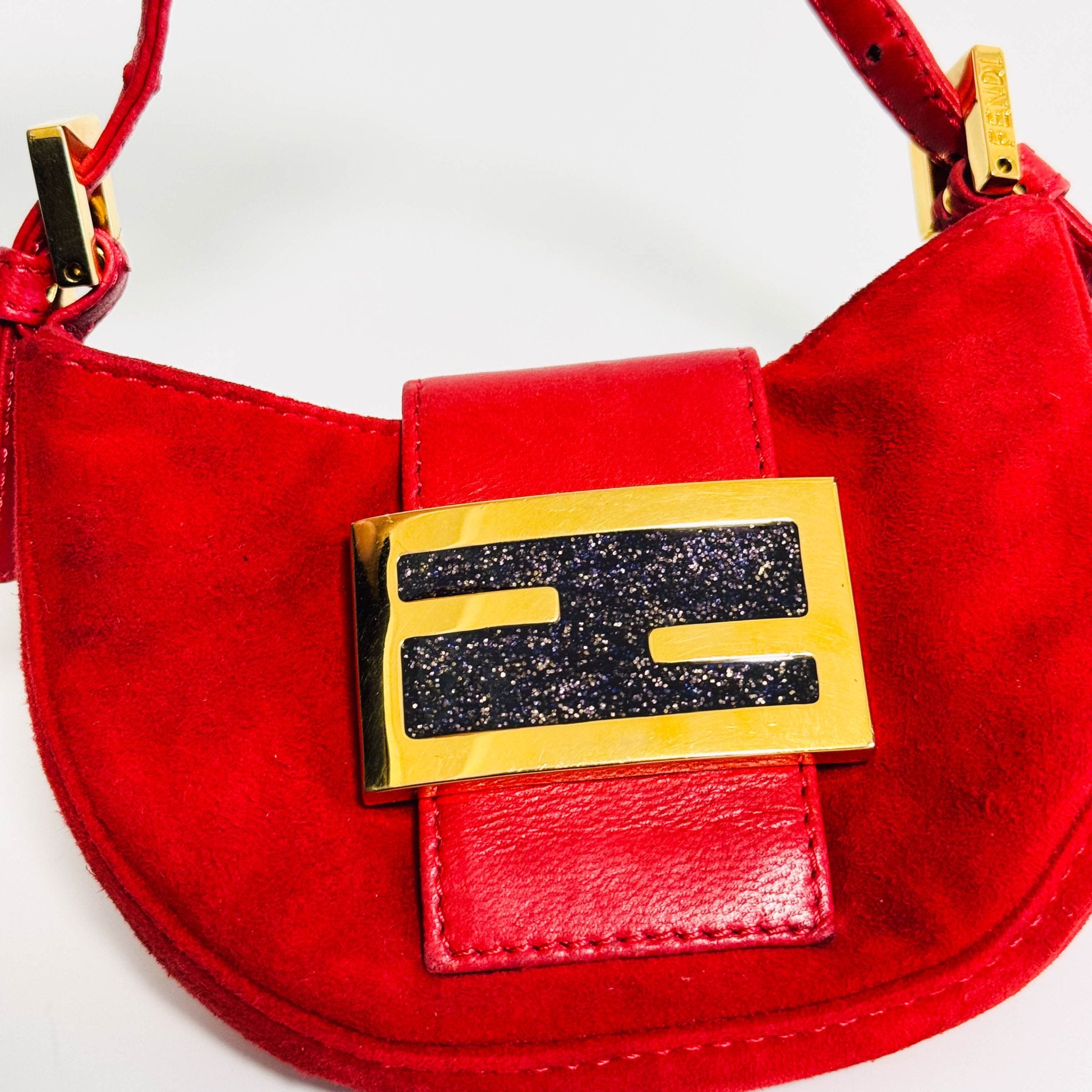 FENDI Vintage Croissant Red Suede Shoulder Bag, in , Sold by HIVE PRELOVED - Shoulder Bags, ,