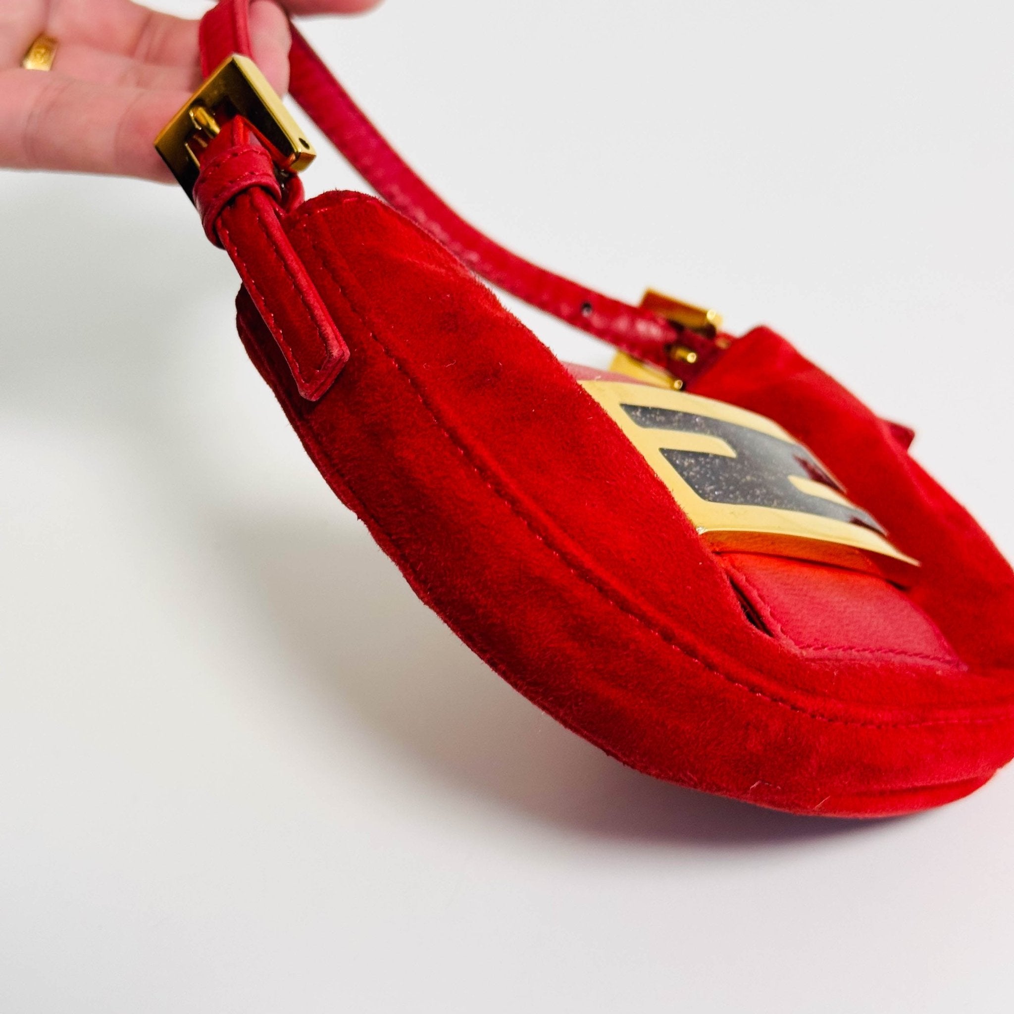 FENDI Vintage Croissant Red Suede Shoulder Bag, in , Sold by HIVE PRELOVED - Shoulder Bags, ,