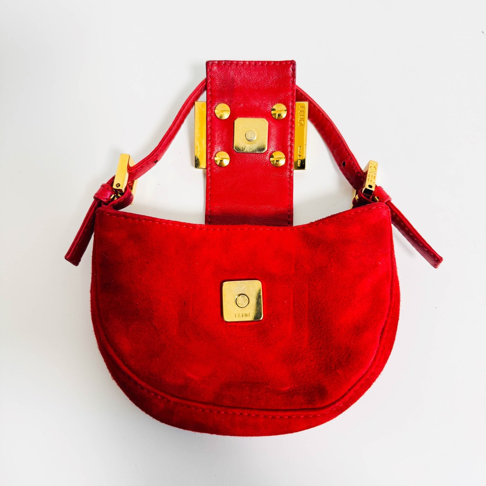 FENDI Vintage Croissant Red Suede Shoulder Bag, in , Sold by HIVE PRELOVED - Shoulder Bags, ,