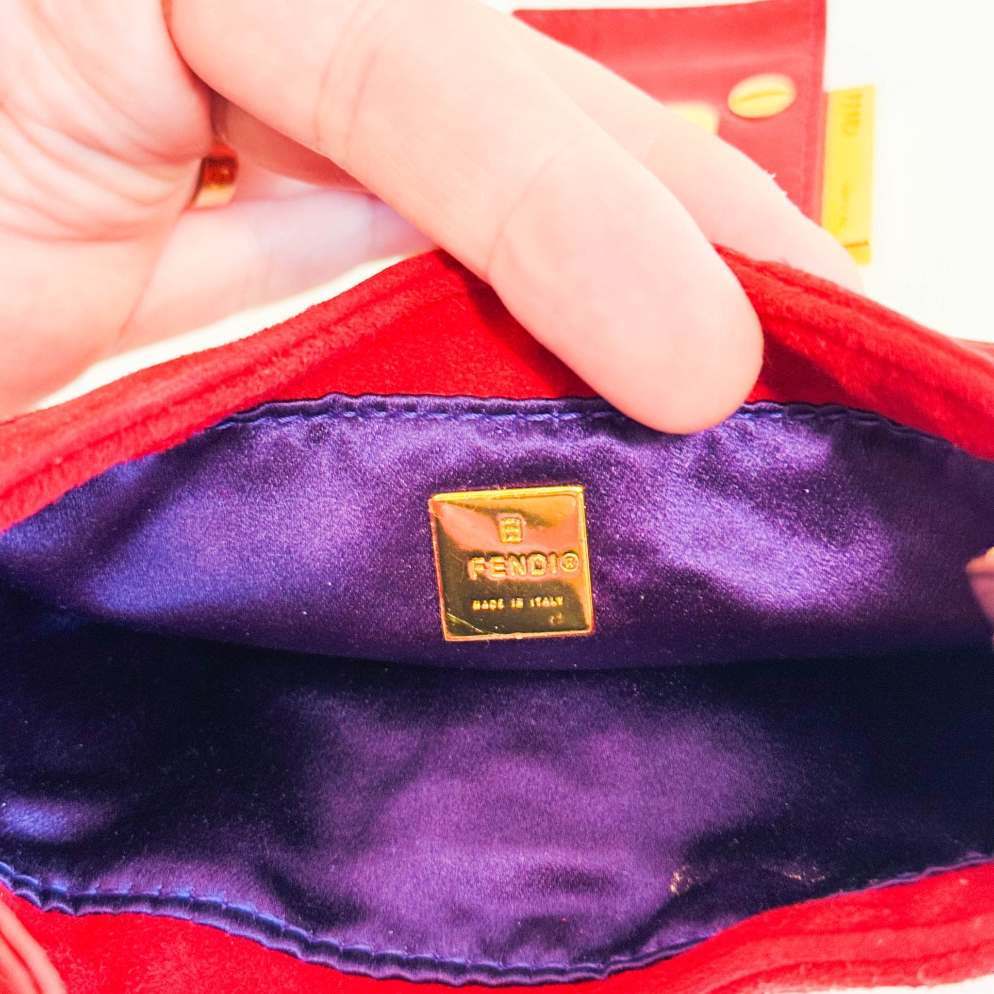 FENDI Vintage Croissant Red Suede Shoulder Bag, in , Sold by HIVE PRELOVED - Shoulder Bags, ,