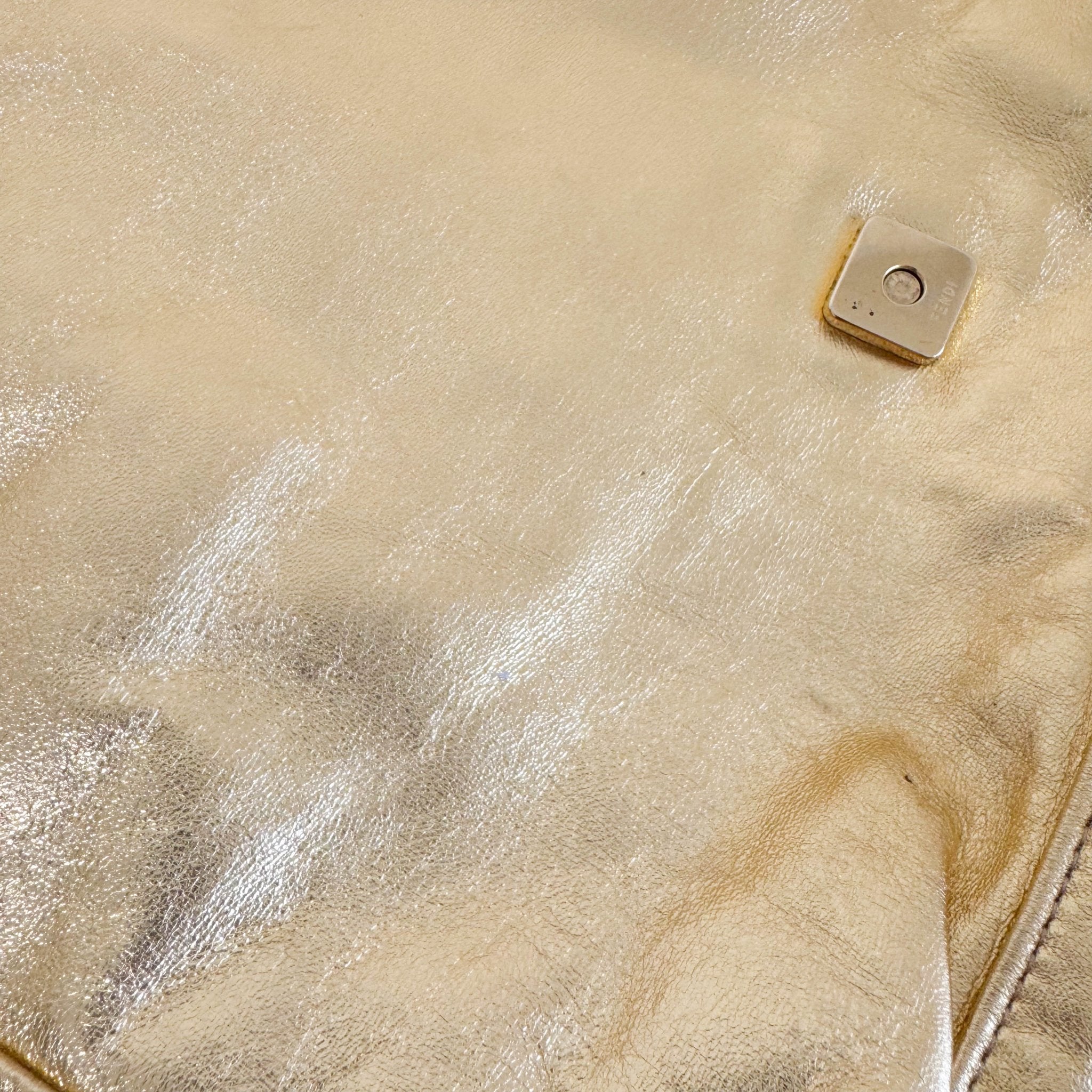 FENDI Vintage Gold Metallic Leather Mamma Baguette with Crystal Clasp, in , Sold by HIVE PRELOVED - Shoulder Bags, ,