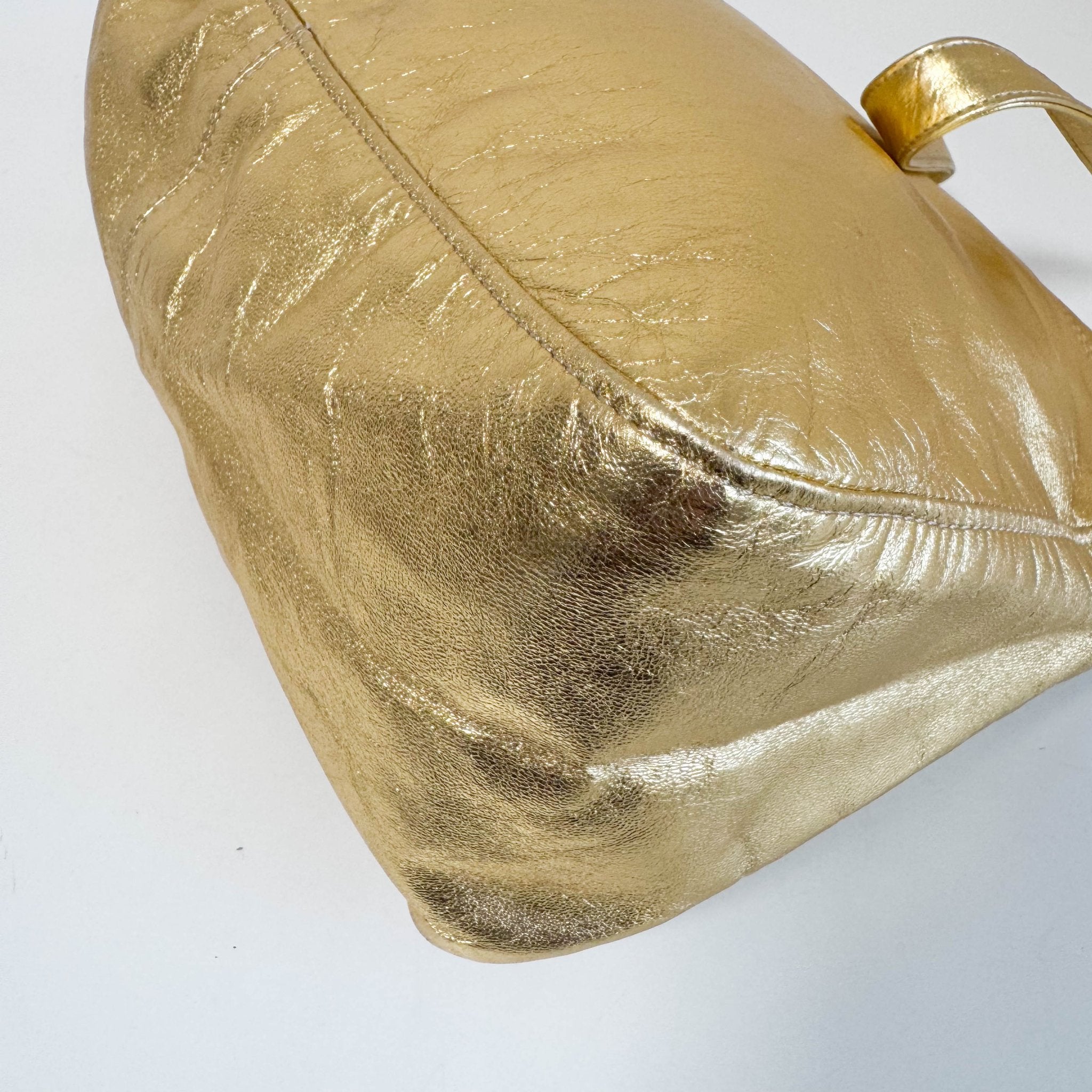 FENDI Vintage Gold Metallic Leather Mamma Baguette with Crystal Clasp, in , Sold by HIVE PRELOVED - Shoulder Bags, ,