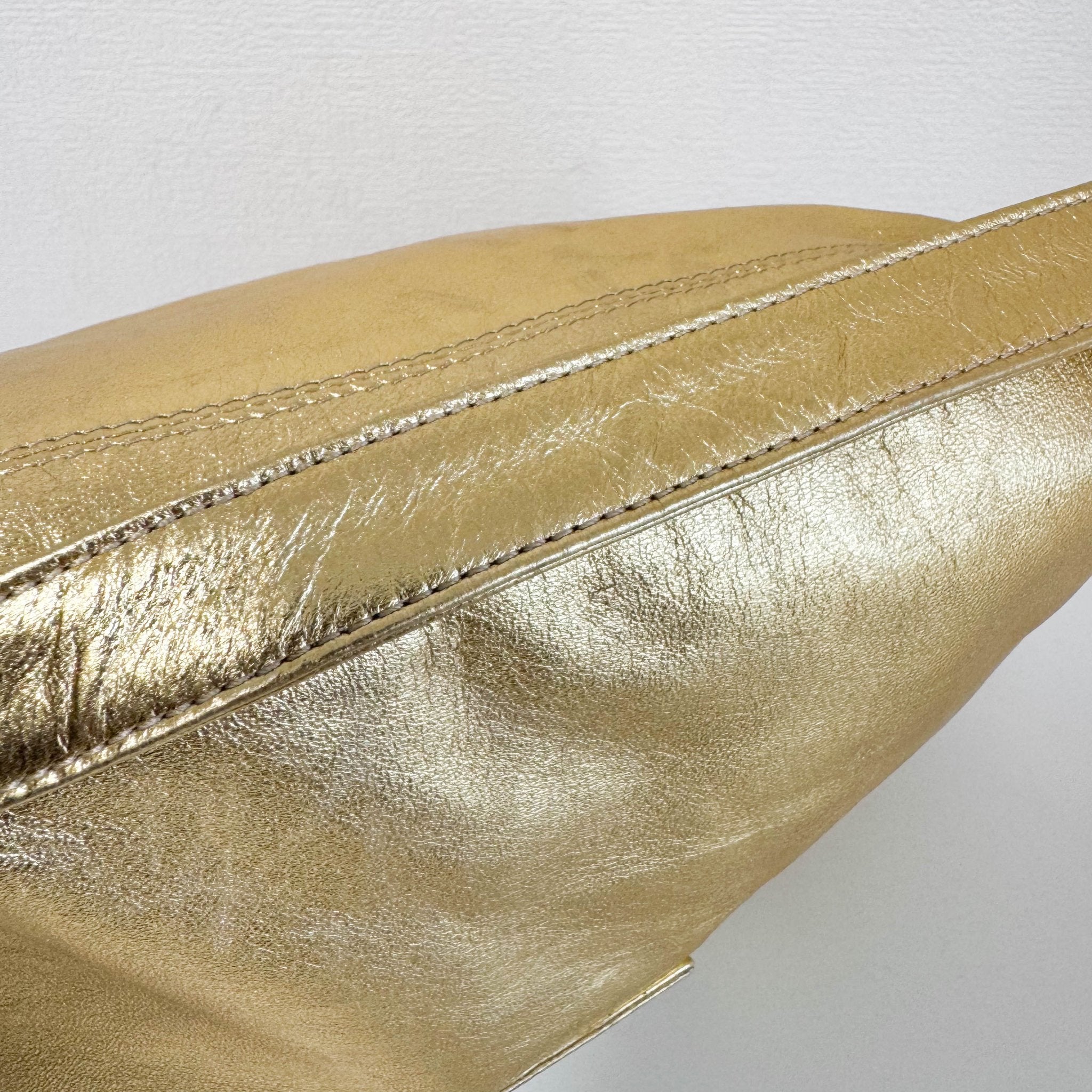 FENDI Vintage Gold Metallic Leather Mamma Baguette with Crystal Clasp, in , Sold by HIVE PRELOVED - Shoulder Bags, ,