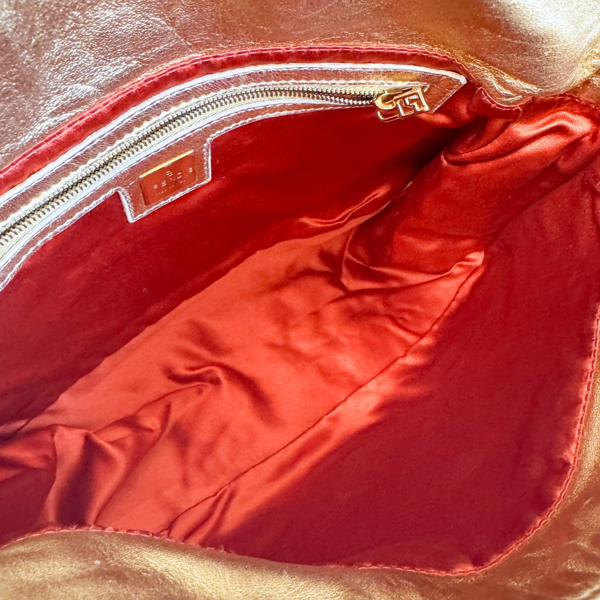 FENDI Vintage Gold Metallic Leather Mamma Baguette with Crystal Clasp, in , Sold by HIVE PRELOVED - Shoulder Bags, ,