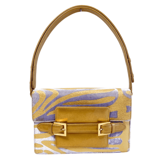 FENDI Vintage Purple Velvet Brown Leather Shoulder Bag, in , Sold by HIVE PRELOVED - Shoulder Bags, ,
