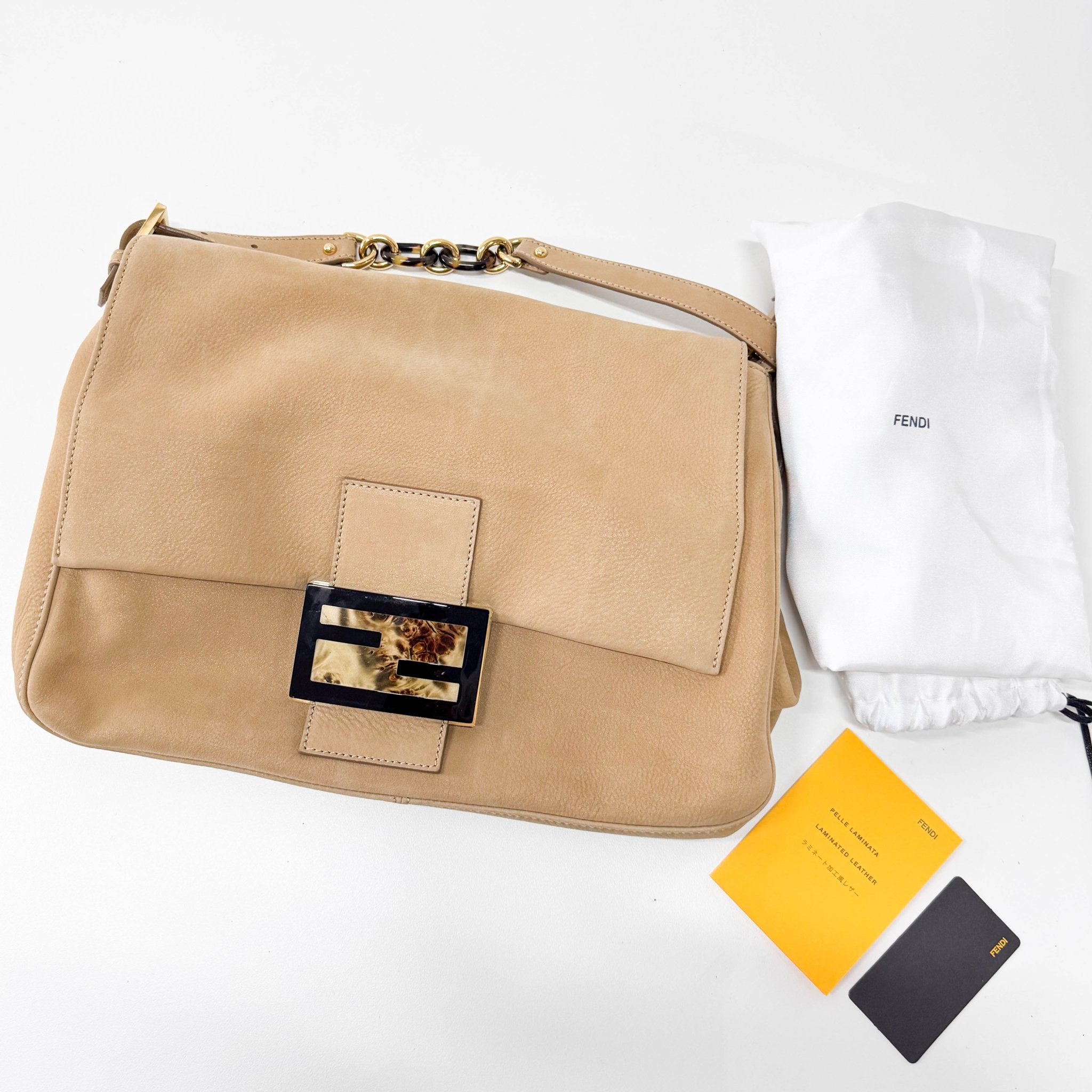 FENDI Vitello Savana Big Mamma Baguette Caramello Tartaruga Natural, in , Sold by HIVE PRELOVED - Shoulder Bags, ,