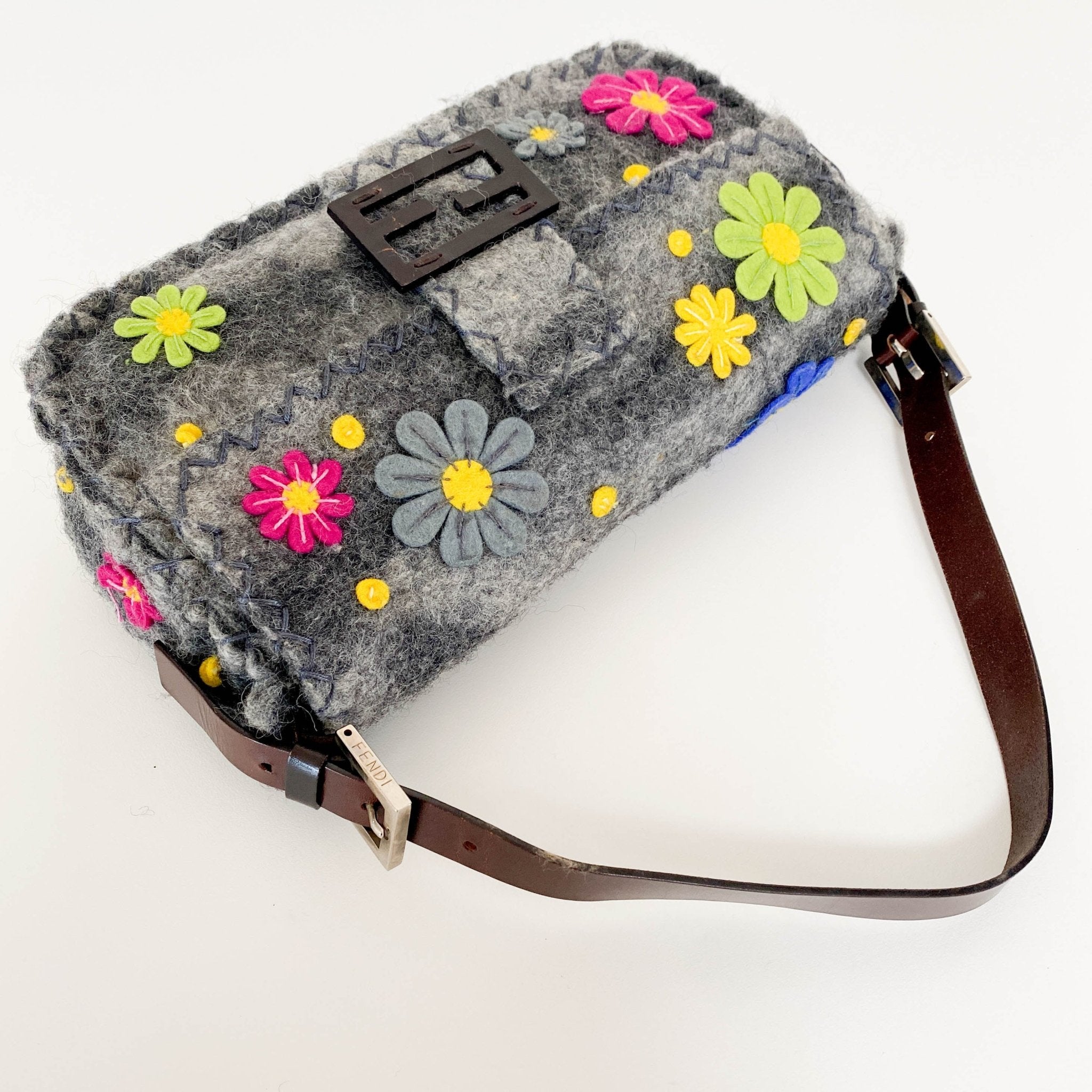 FENDI Wool Baguette with Embroidery Shoulder Bag, in , Sold by HIVE PRELOVED - Shoulder Bags, ,