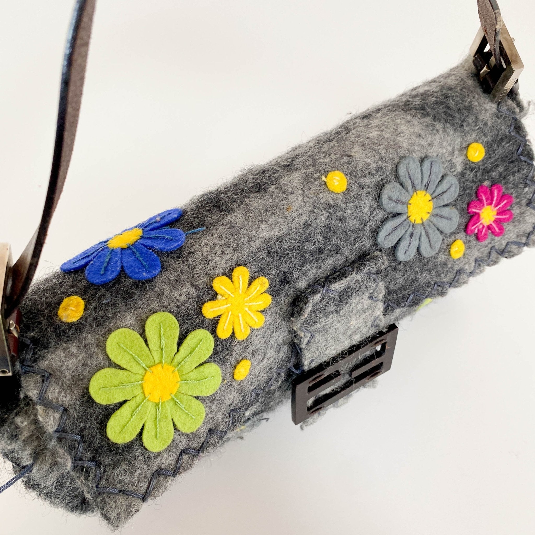 FENDI Wool Baguette with Embroidery Shoulder Bag, in , Sold by HIVE PRELOVED - Shoulder Bags, ,