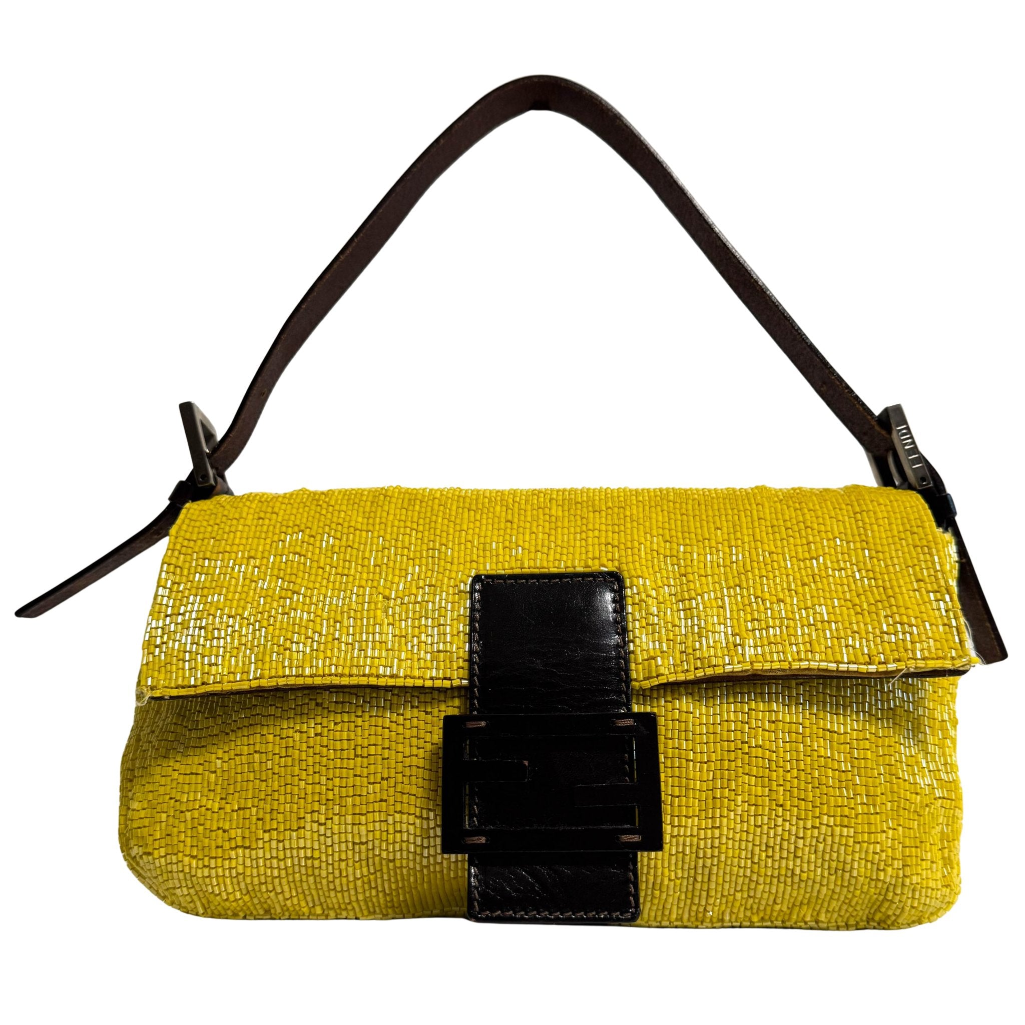FENDI Yellow Beaded Baguette Shoulder Bag, in , Sold by HIVE PRELOVED - Shoulder Bags, ,