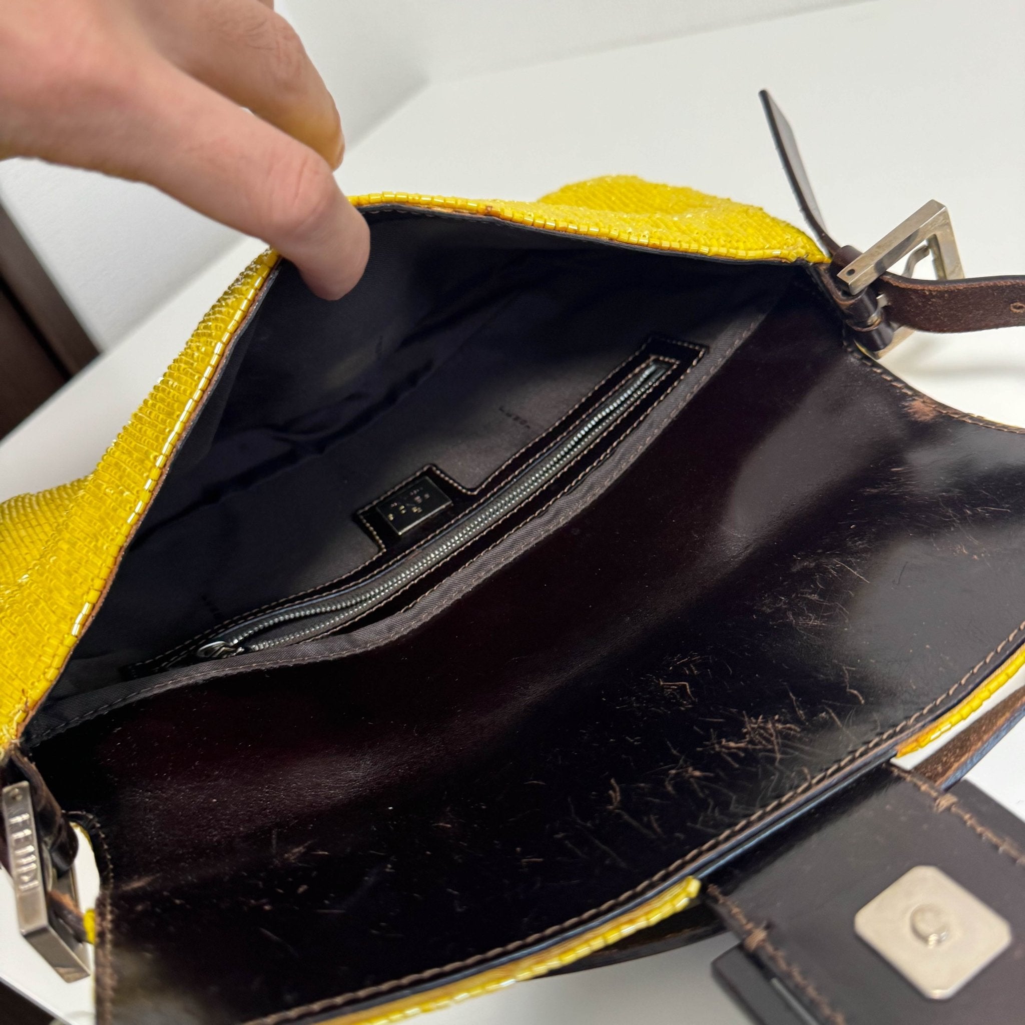 FENDI Yellow Beaded Baguette Shoulder Bag, in , Sold by HIVE PRELOVED - Shoulder Bags, ,