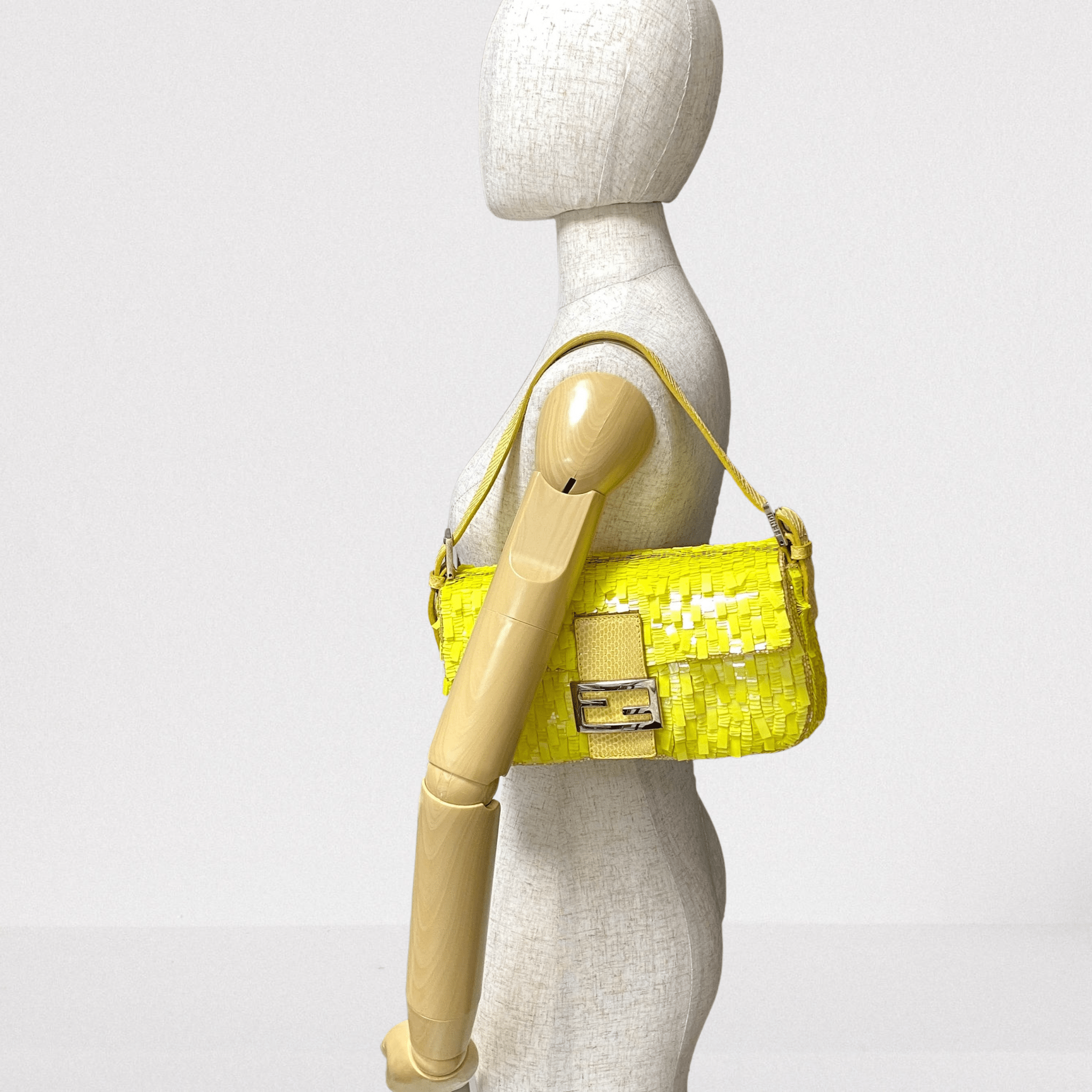 FENDI Yellow Sequin Baguette Shoulder Bag, in , Sold by HIVE PRELOVED - Shoulder Bags, ,