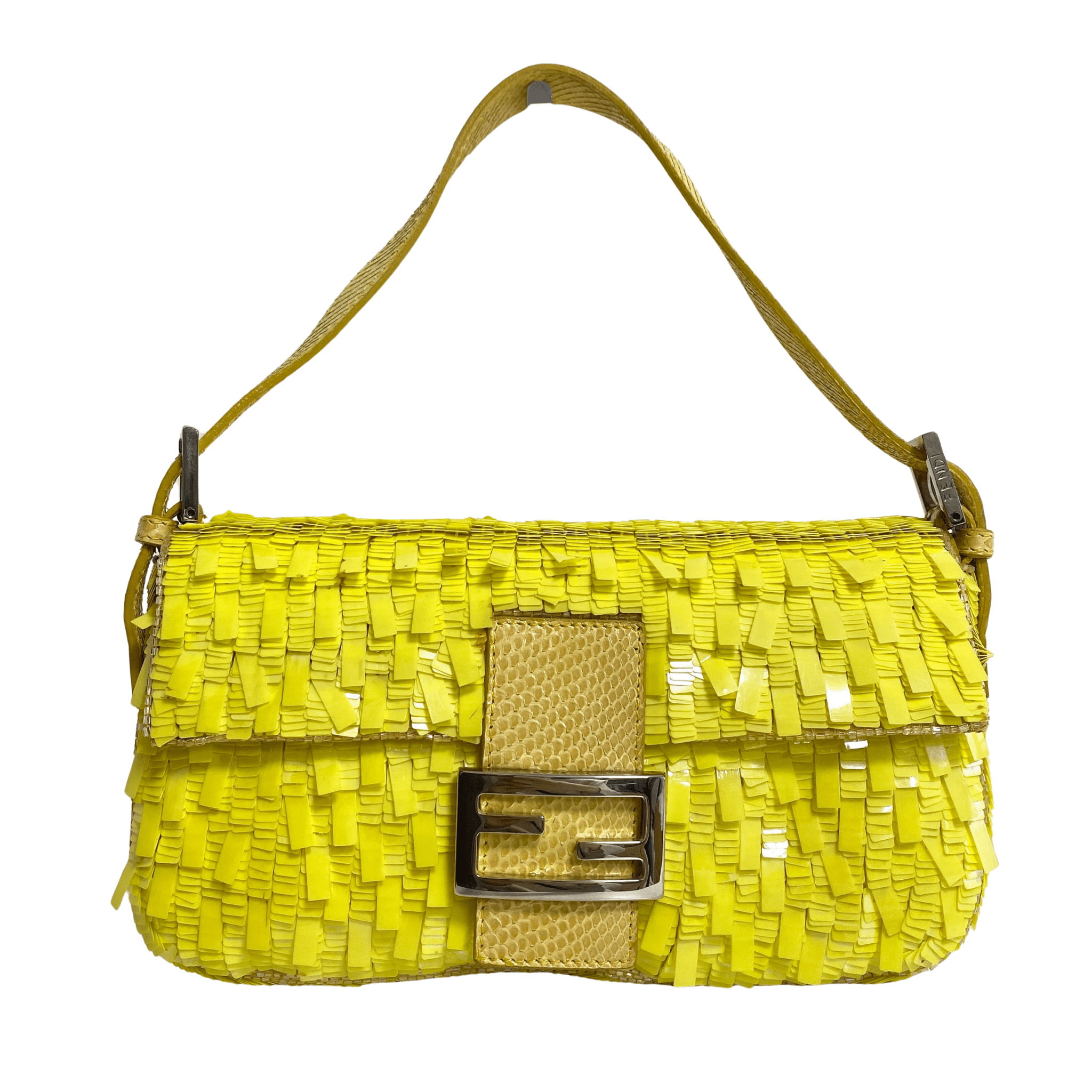 FENDI Yellow Sequin Baguette Shoulder Bag, in , Sold by HIVE PRELOVED - Shoulder Bags, ,