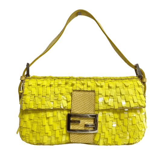 FENDI Yellow Sequin Baguette Shoulder Bag, in , Sold by HIVE PRELOVED - Shoulder Bags, ,