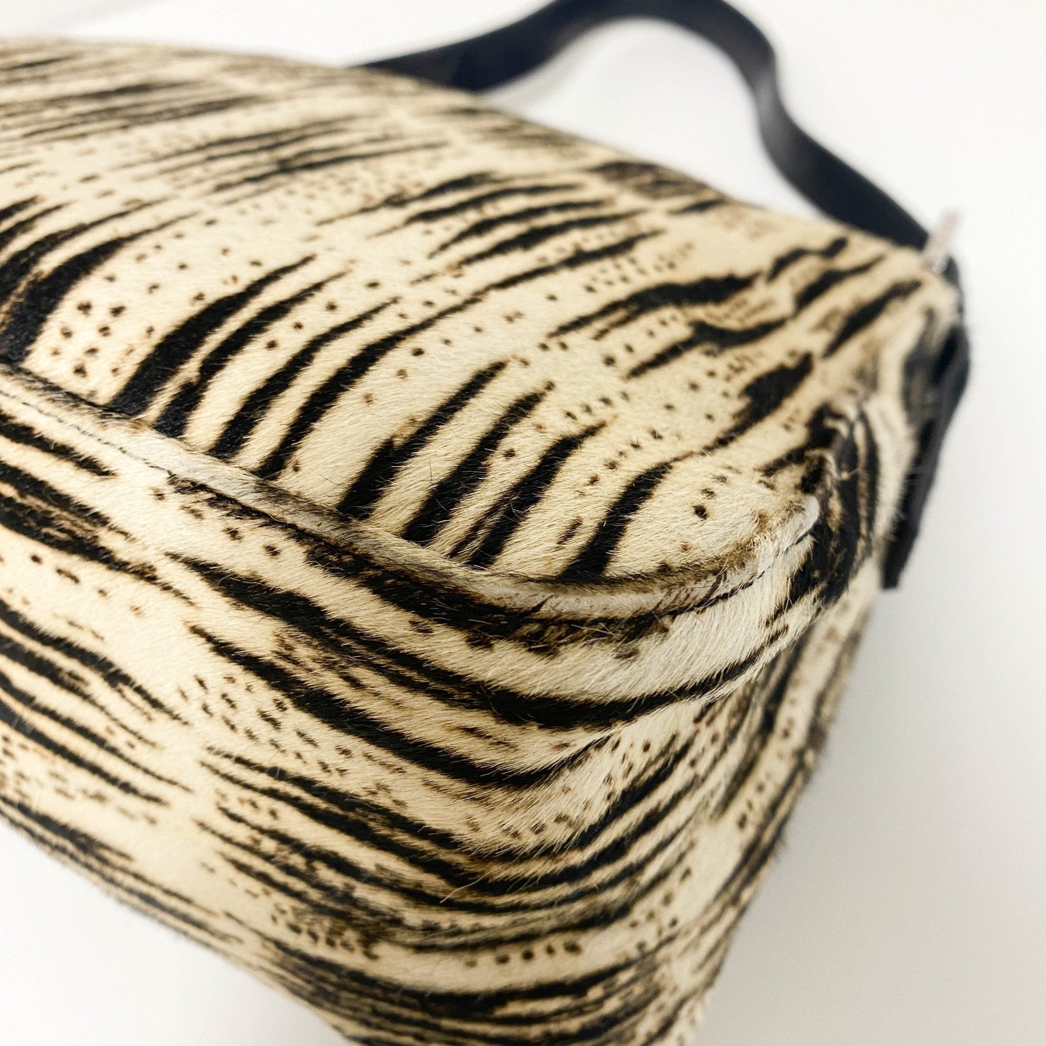 FENDI Zebra Print Pony Hair Baguette Mamma Black, in , Sold by HIVE PRELOVED - Handle Bags, ,