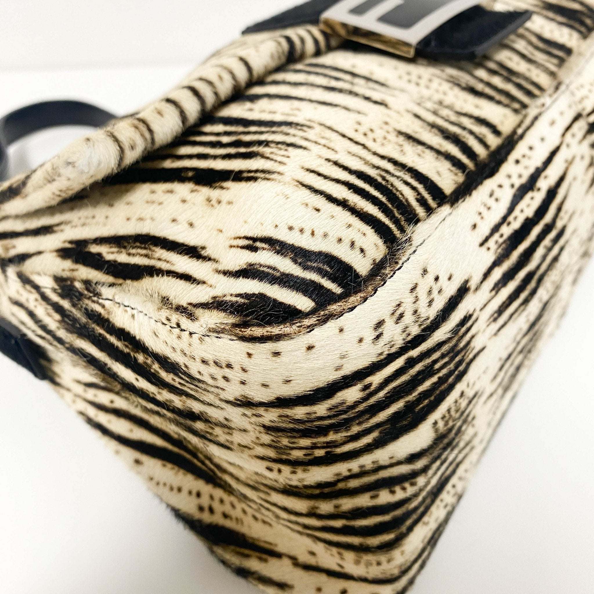 FENDI Zebra Print Pony Hair Baguette Mamma Black, in , Sold by HIVE PRELOVED - Handle Bags, ,