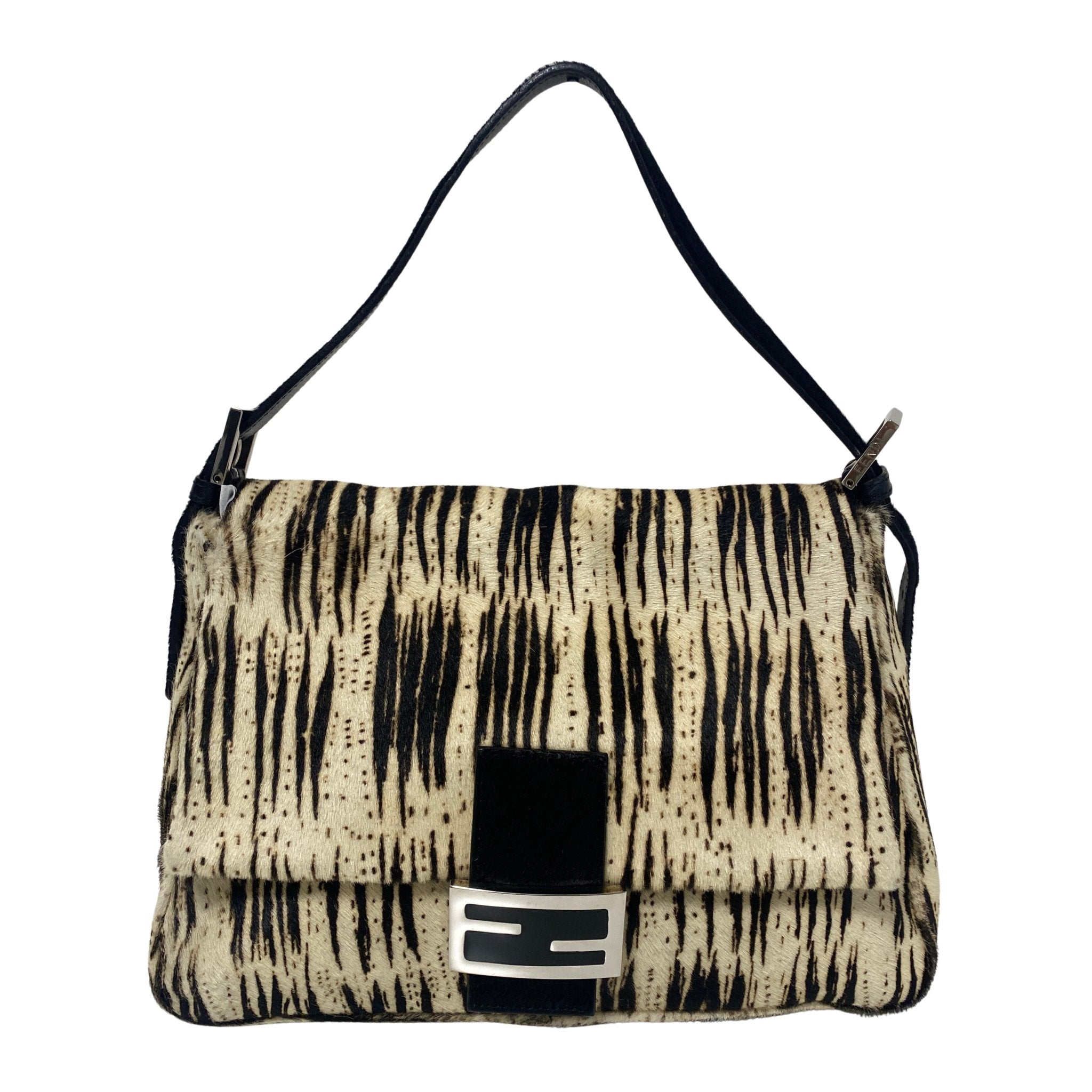 FENDI Zebra Print Pony Hair Baguette Mamma Black, in , Sold by HIVE PRELOVED - Handle Bags, ,