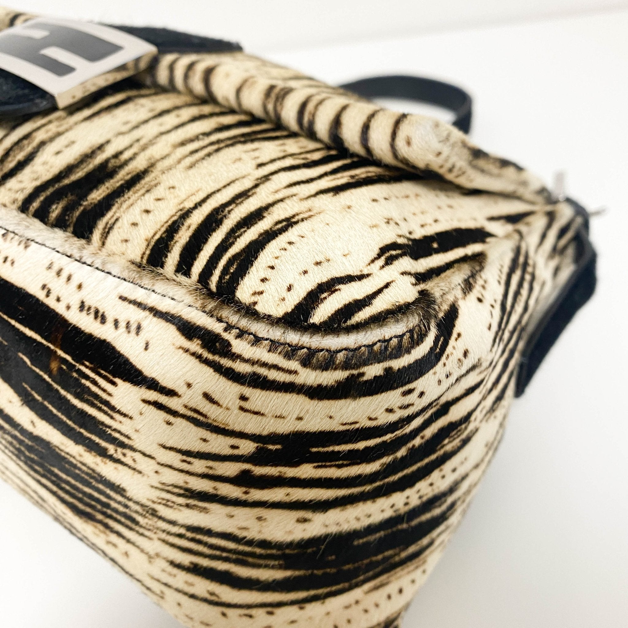 FENDI Zebra Print Pony Hair Baguette Mamma Black, in , Sold by HIVE PRELOVED - Handle Bags, ,