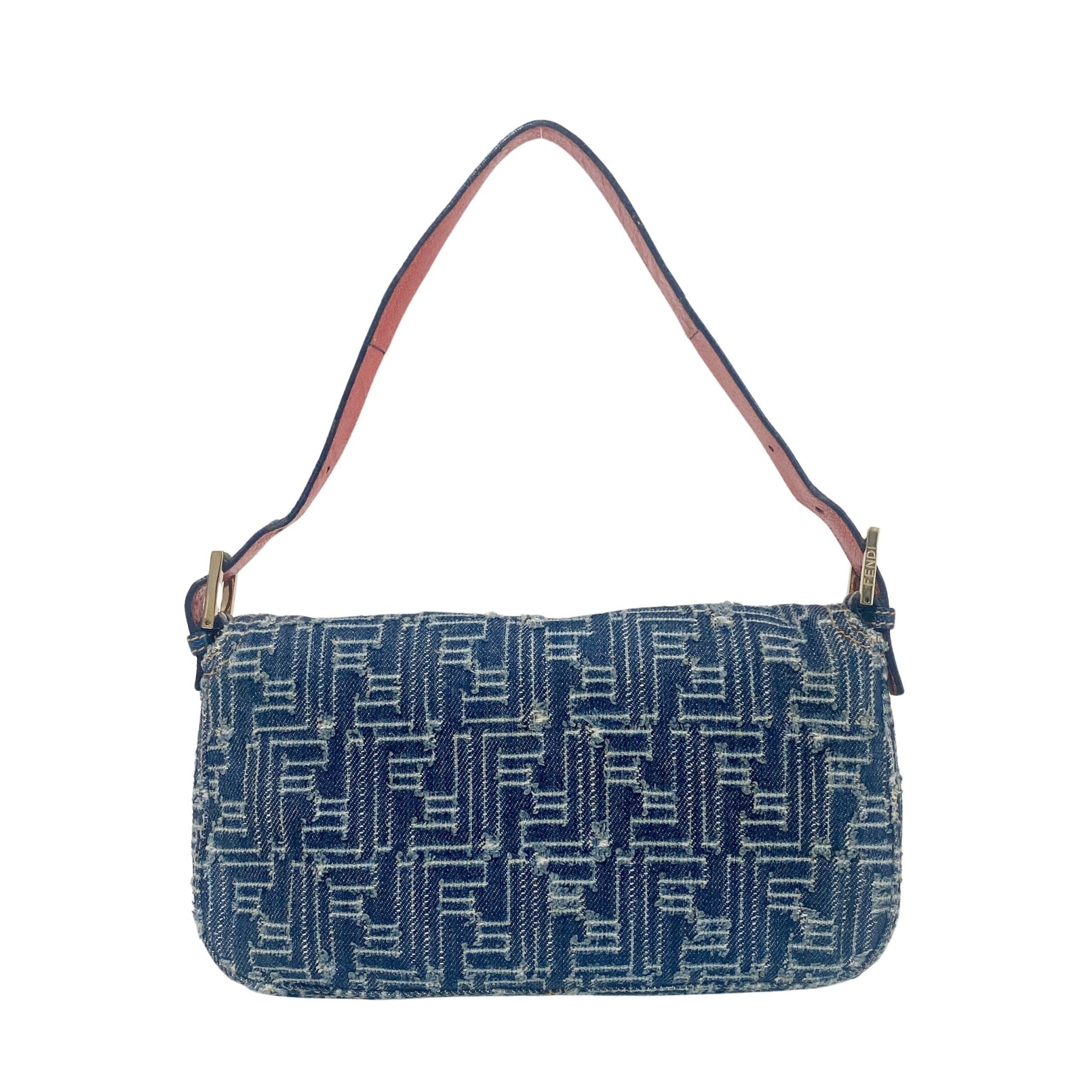 FENDI Zucca Baguette Denim & Orange Buckle Detail Shoulder Bag, in , Sold by HIVE PRELOVED - Shoulder Bags, ,