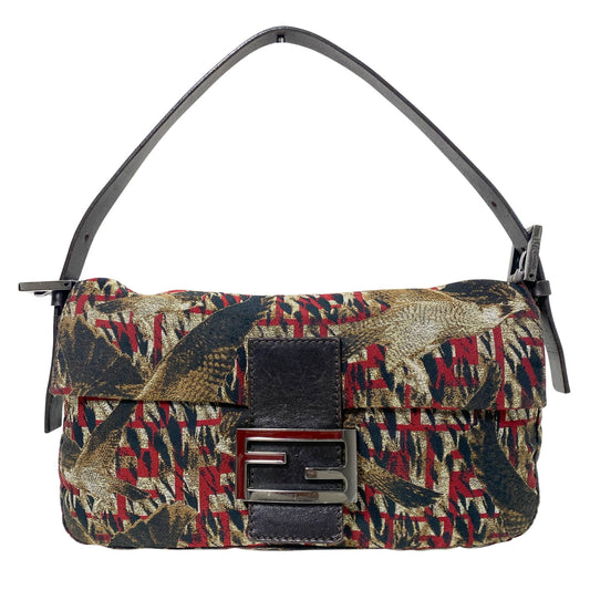 FENDI Zucca Bird Printed Baguette Shoulder bag Red x Brown, in , Sold by HIVE PRELOVED - Shoulder Bags, ,