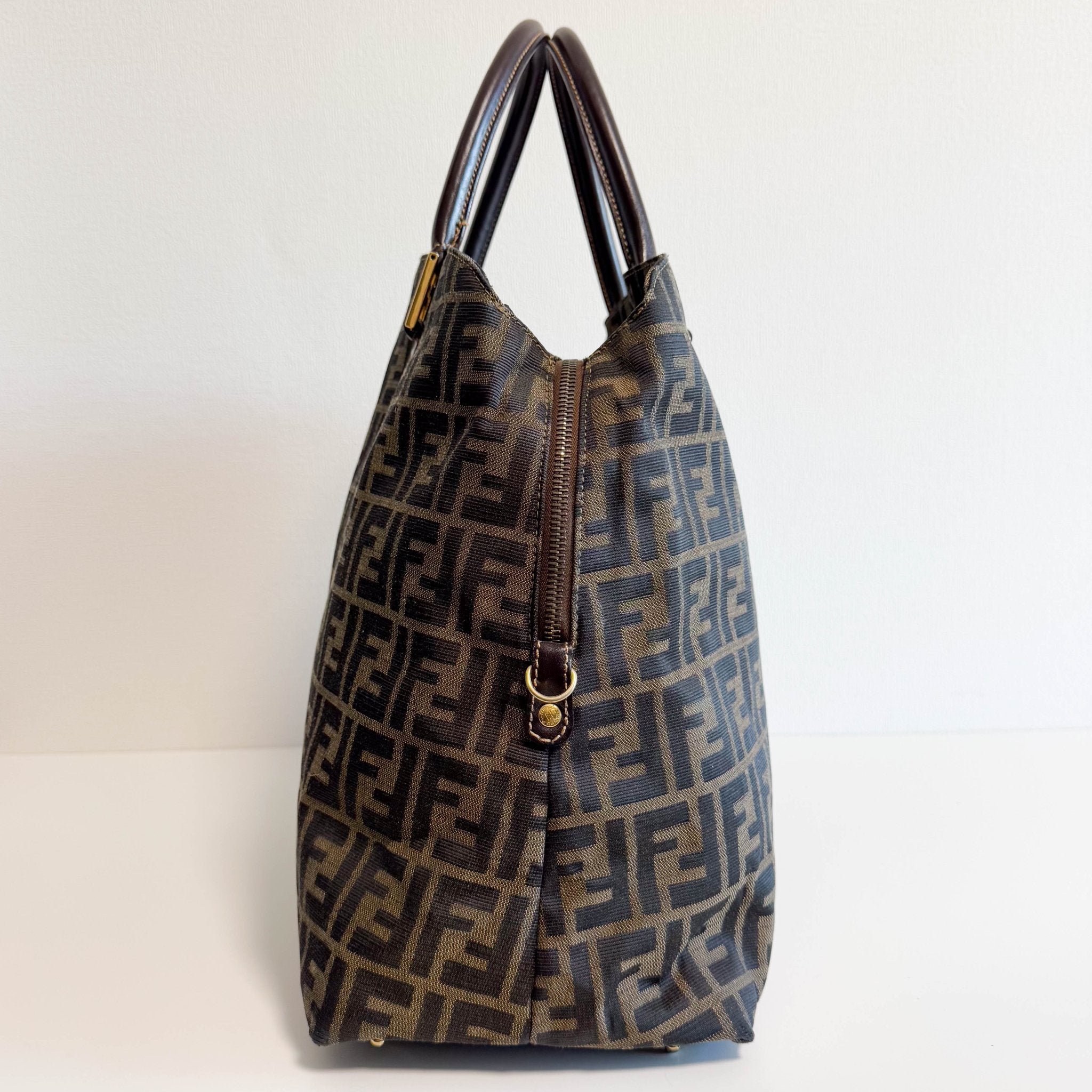 FENDI Zucca Brown Canvas Boston Bag Gold Hardware, in , Sold by HIVE PRELOVED - Travel bags, ,