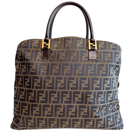 FENDI Zucca Brown Canvas Boston Bag Gold Hardware, in , Sold by HIVE PRELOVED - Travel bags, ,