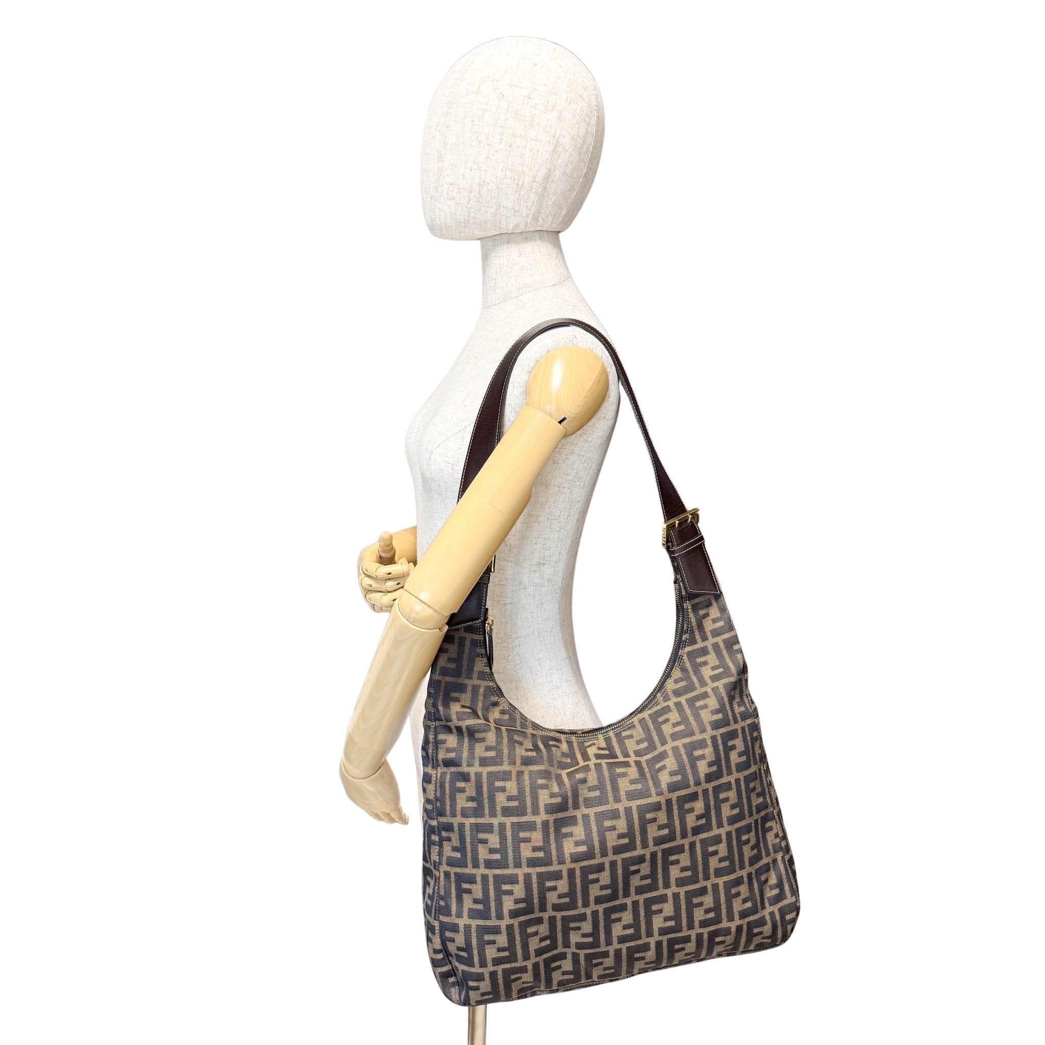 FENDI Zucca Brown Canvas Hobo Shoulder Bag, in , Sold by HIVE PRELOVED - Shoulder Bags, ,