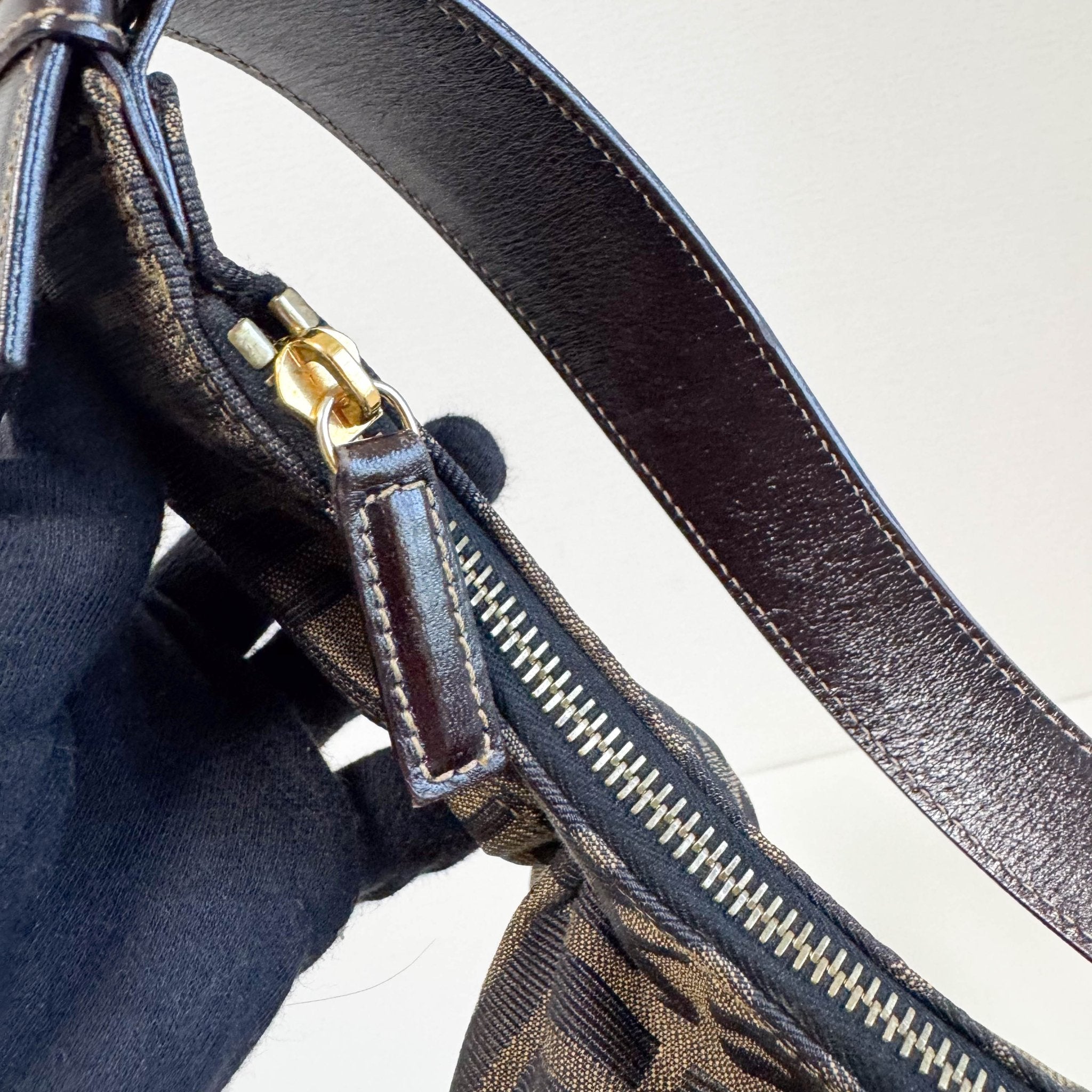 FENDI Zucca Brown Canvas Hobo Shoulder Bag, in , Sold by HIVE PRELOVED - Shoulder Bags, ,